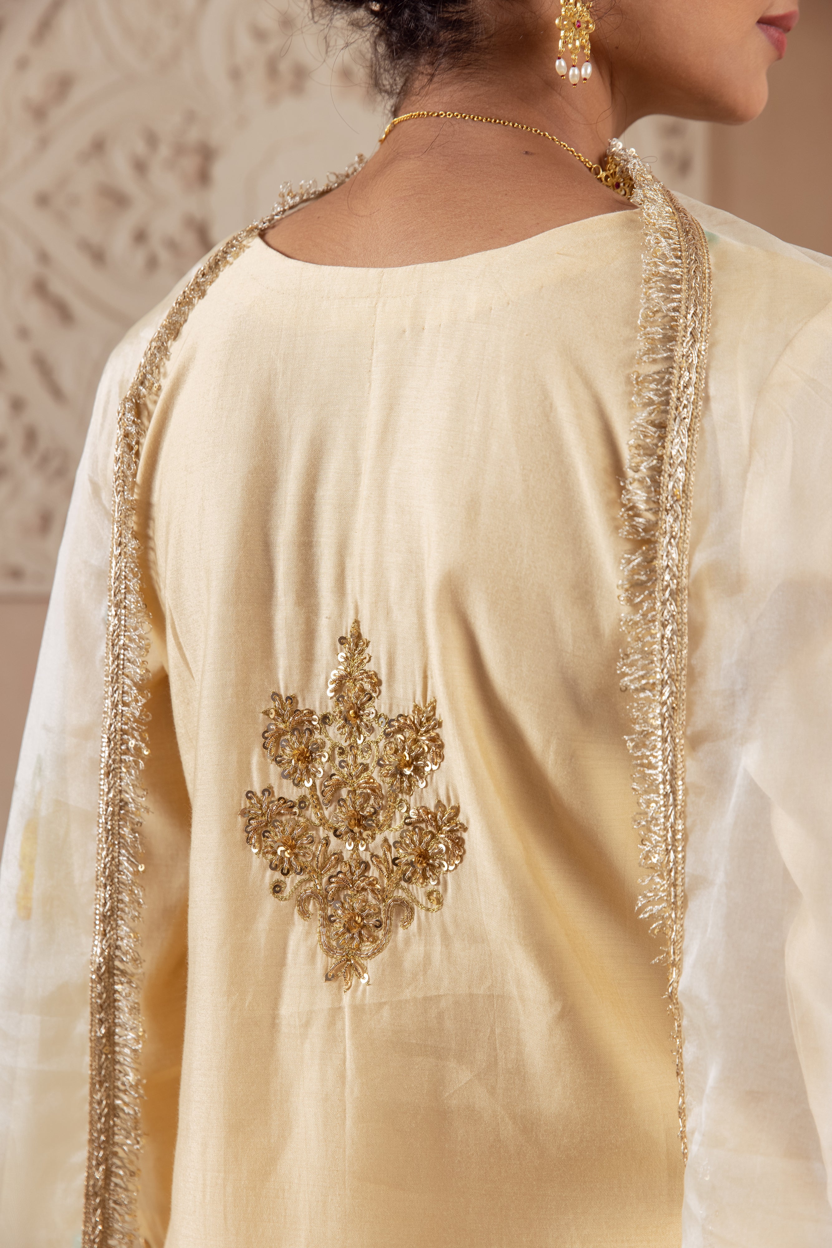 GULNAZ golden hand painted sharara set