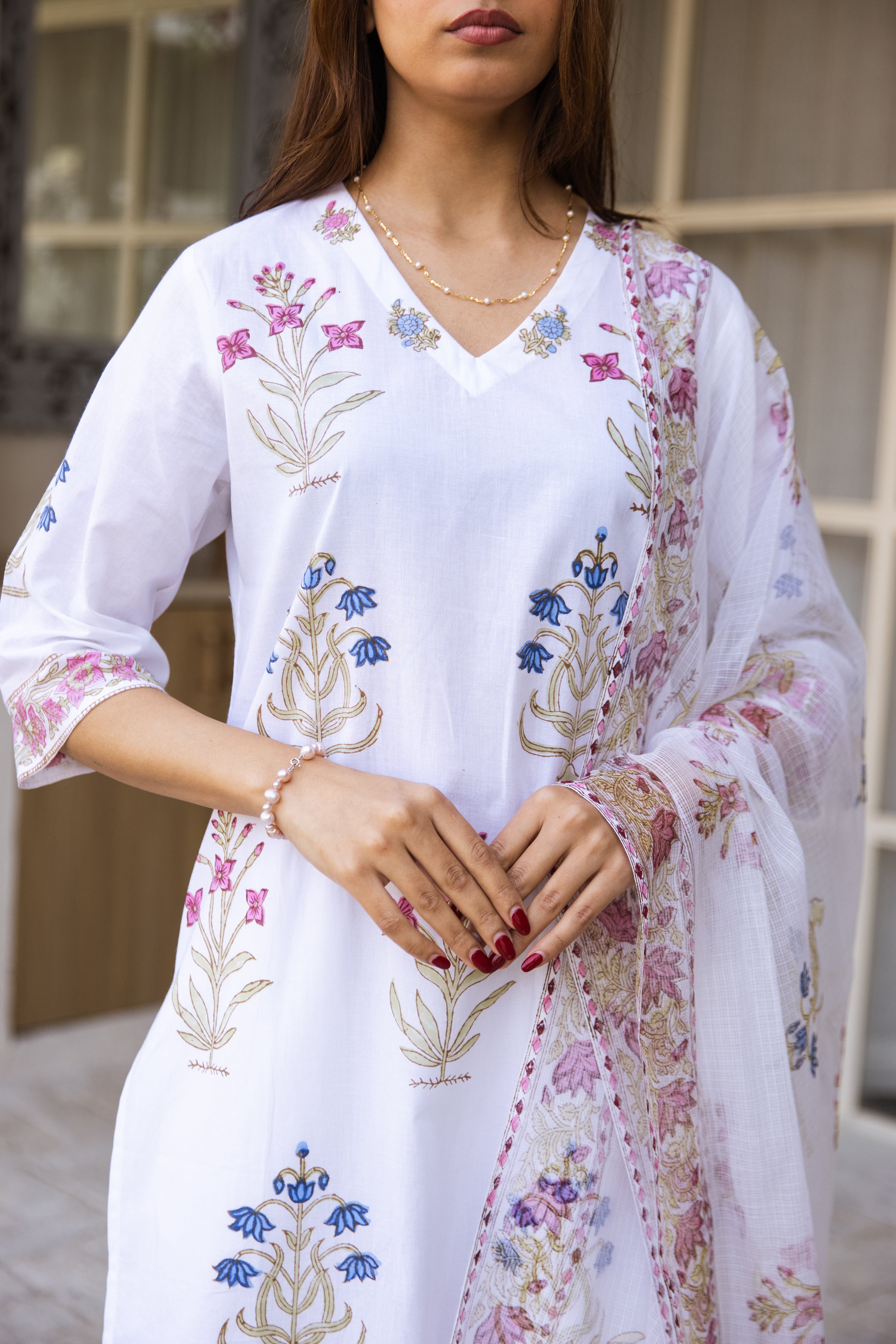 Picnic Multicolored Handblock kurta set