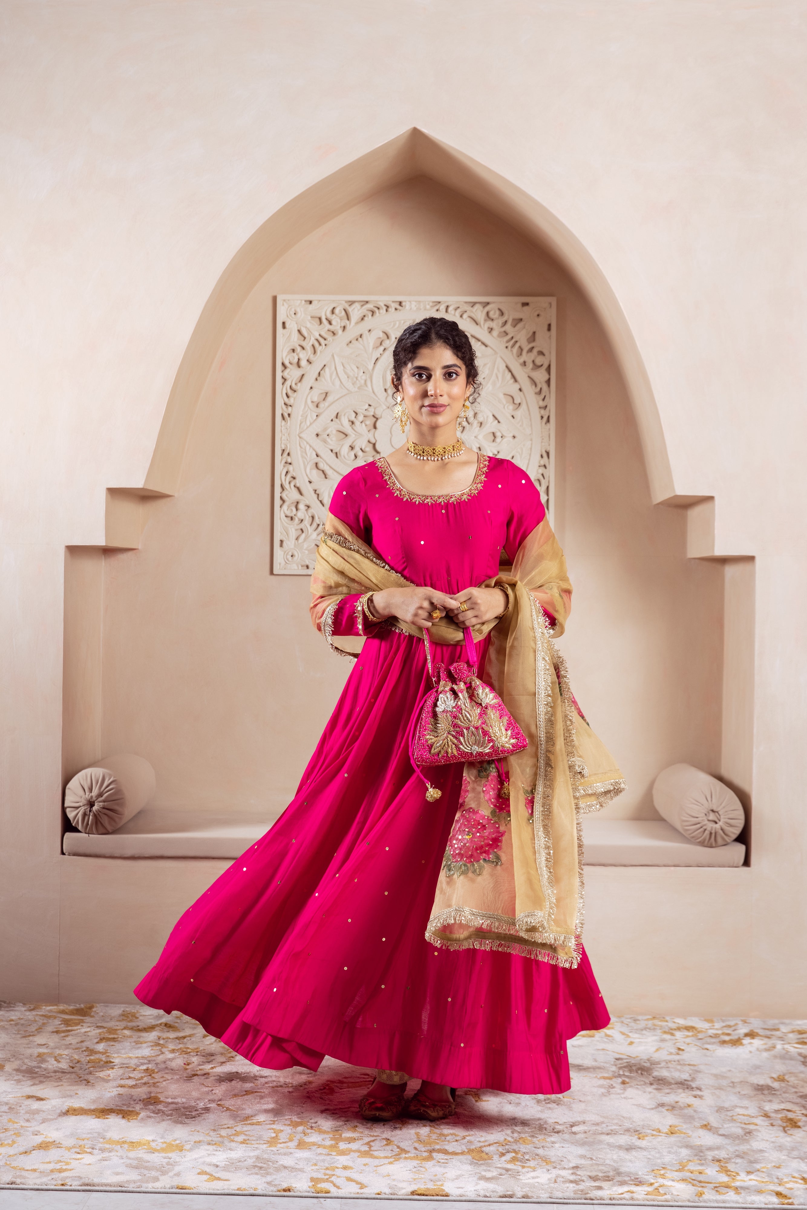 GULNAZ Rani hand painted Anarkali set