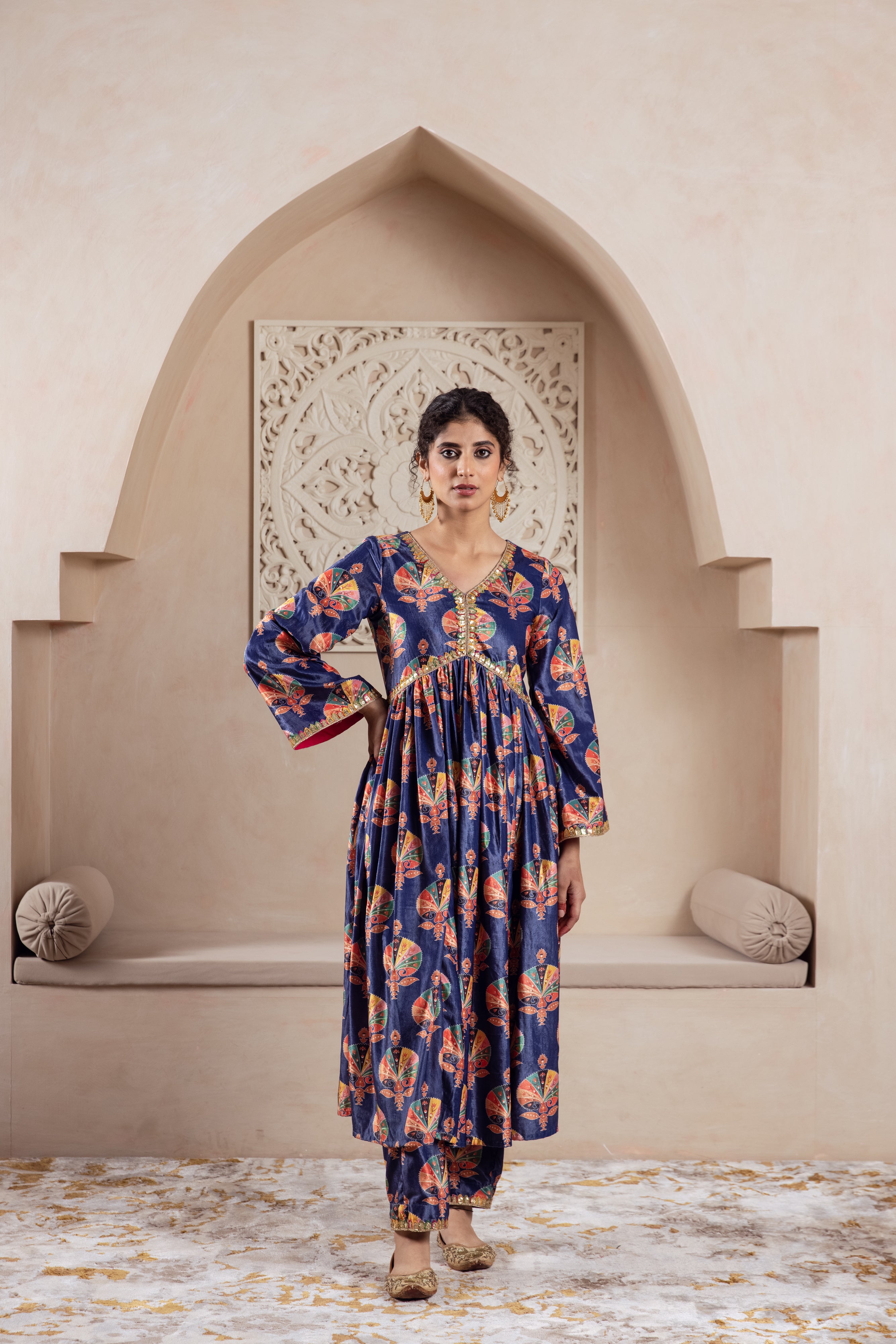 FIRGUN NAVY VELVET TWIN SET