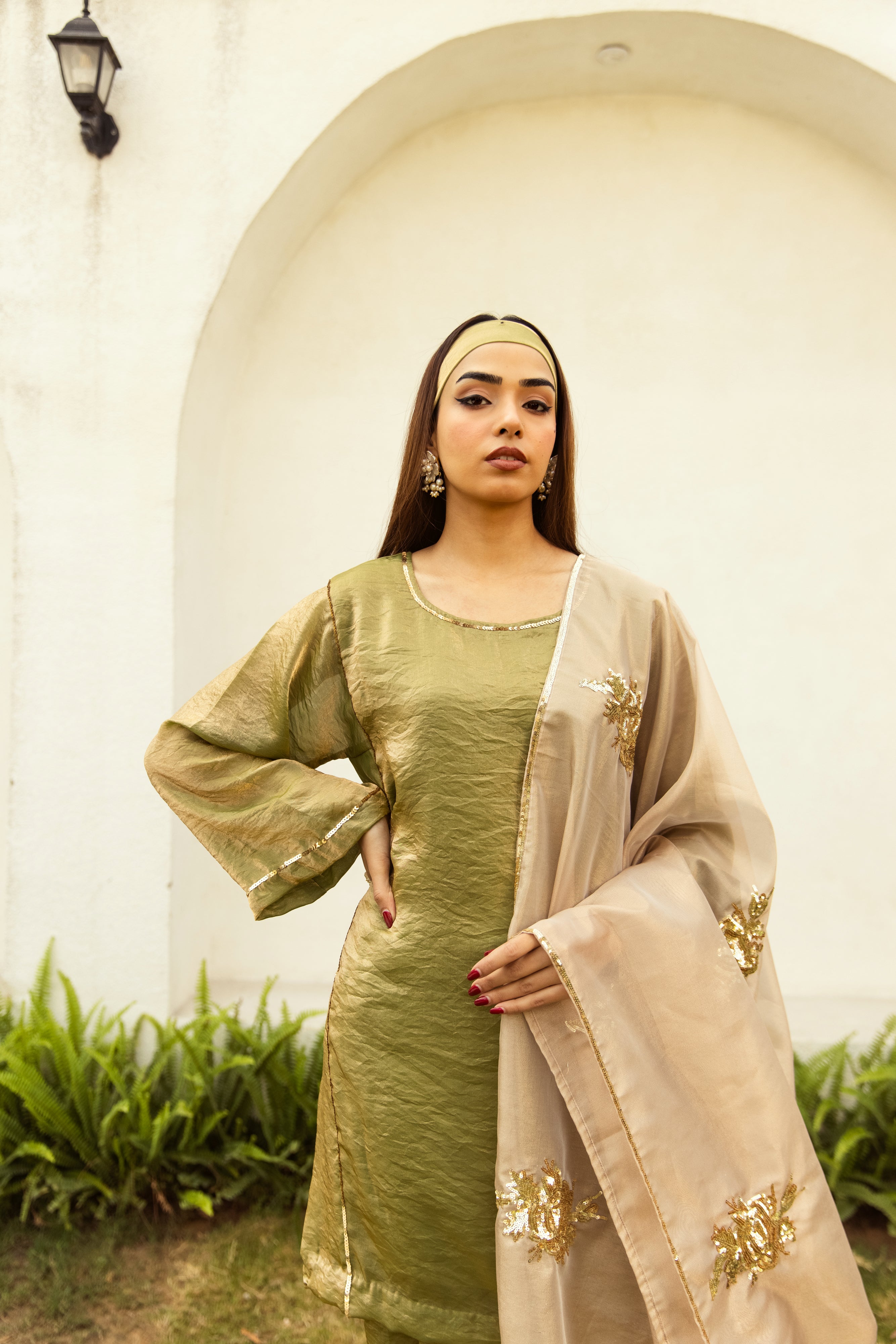 Noor Farshi Salwar Green Set - Golden