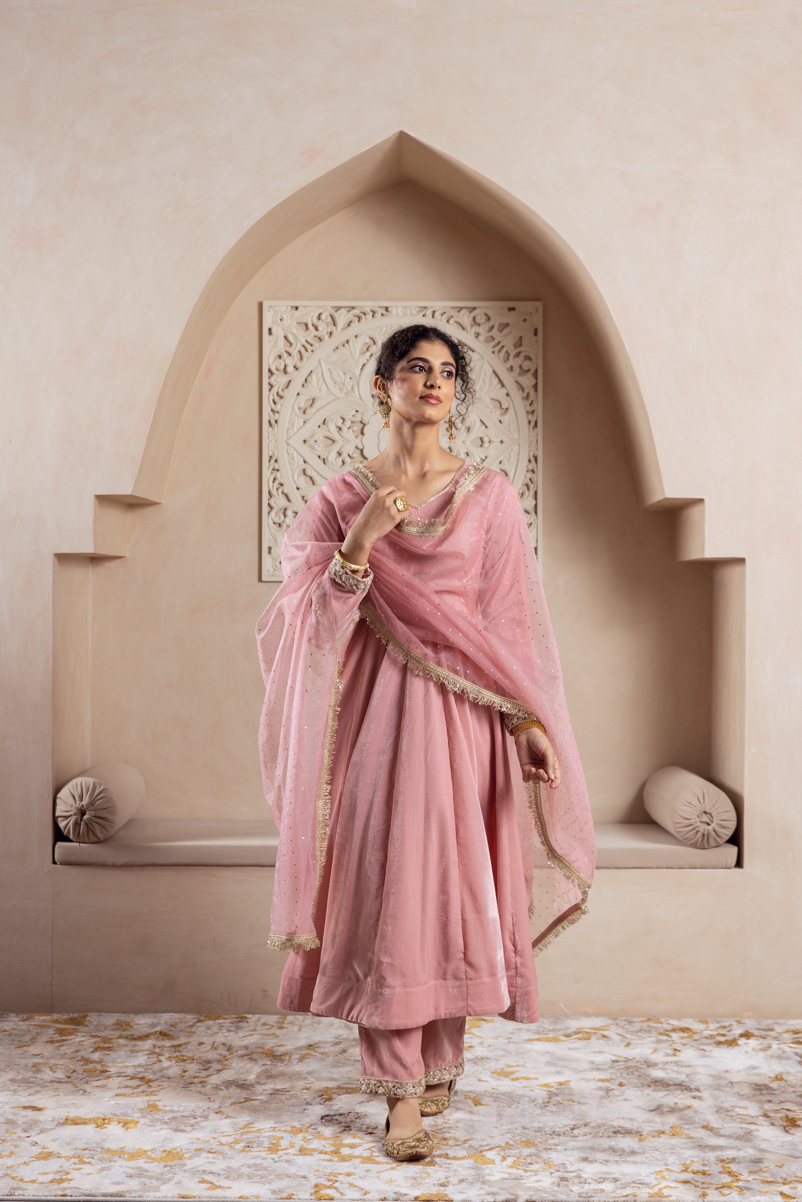 FIRGUN BABY PINK ANARKALI SET