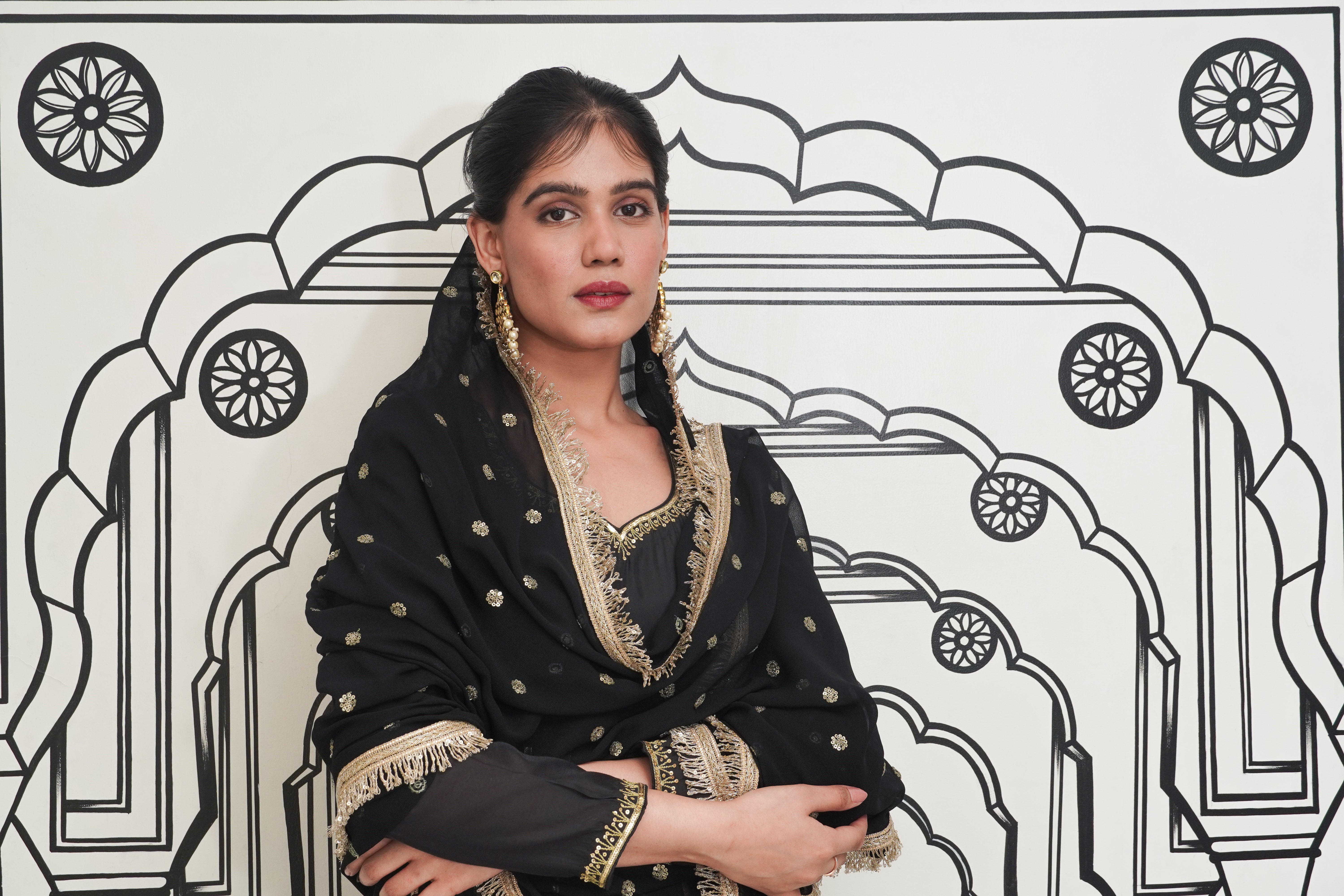 Afsana Black Anarkali Set