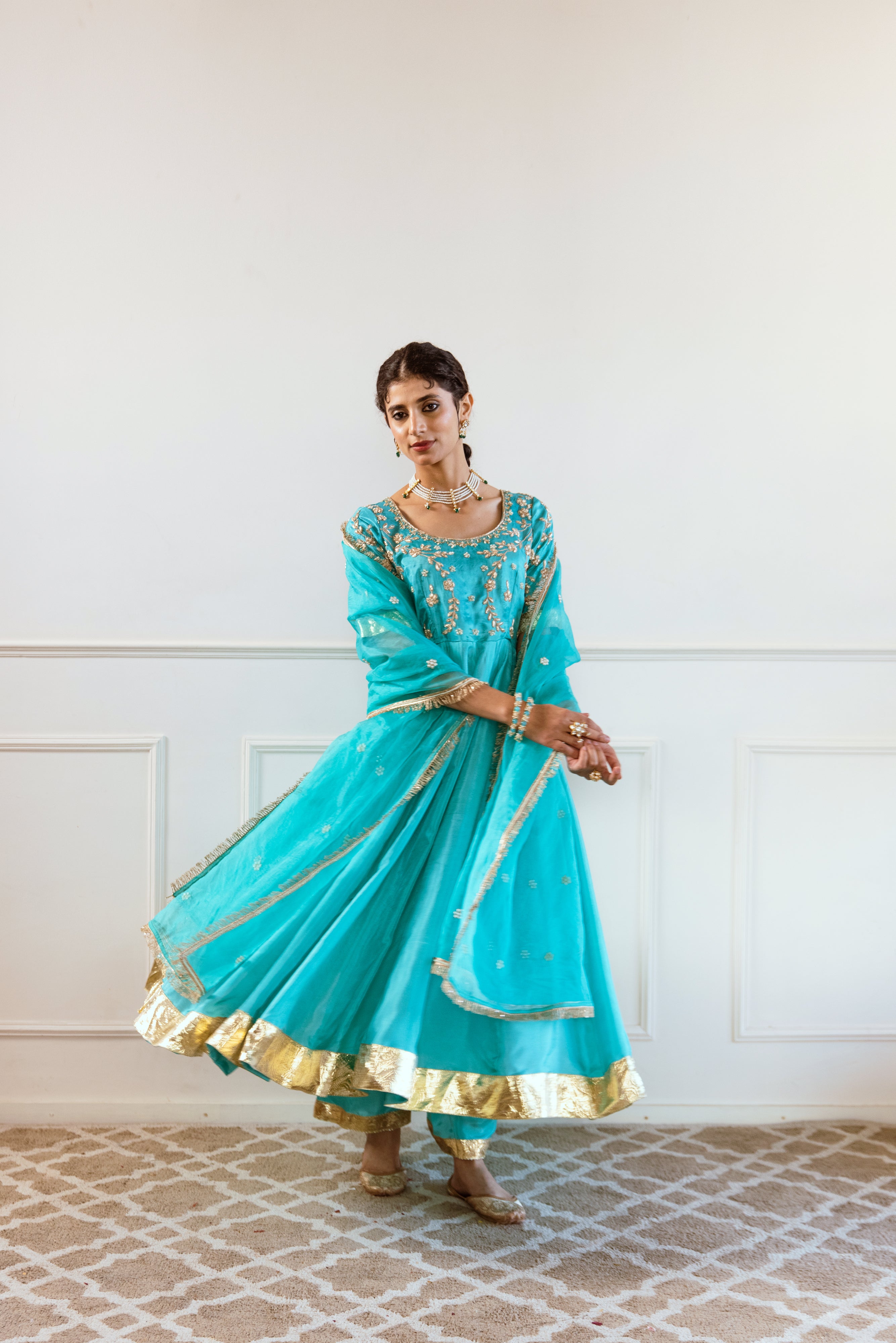 Salma Sitara turquoise Anarkali Set