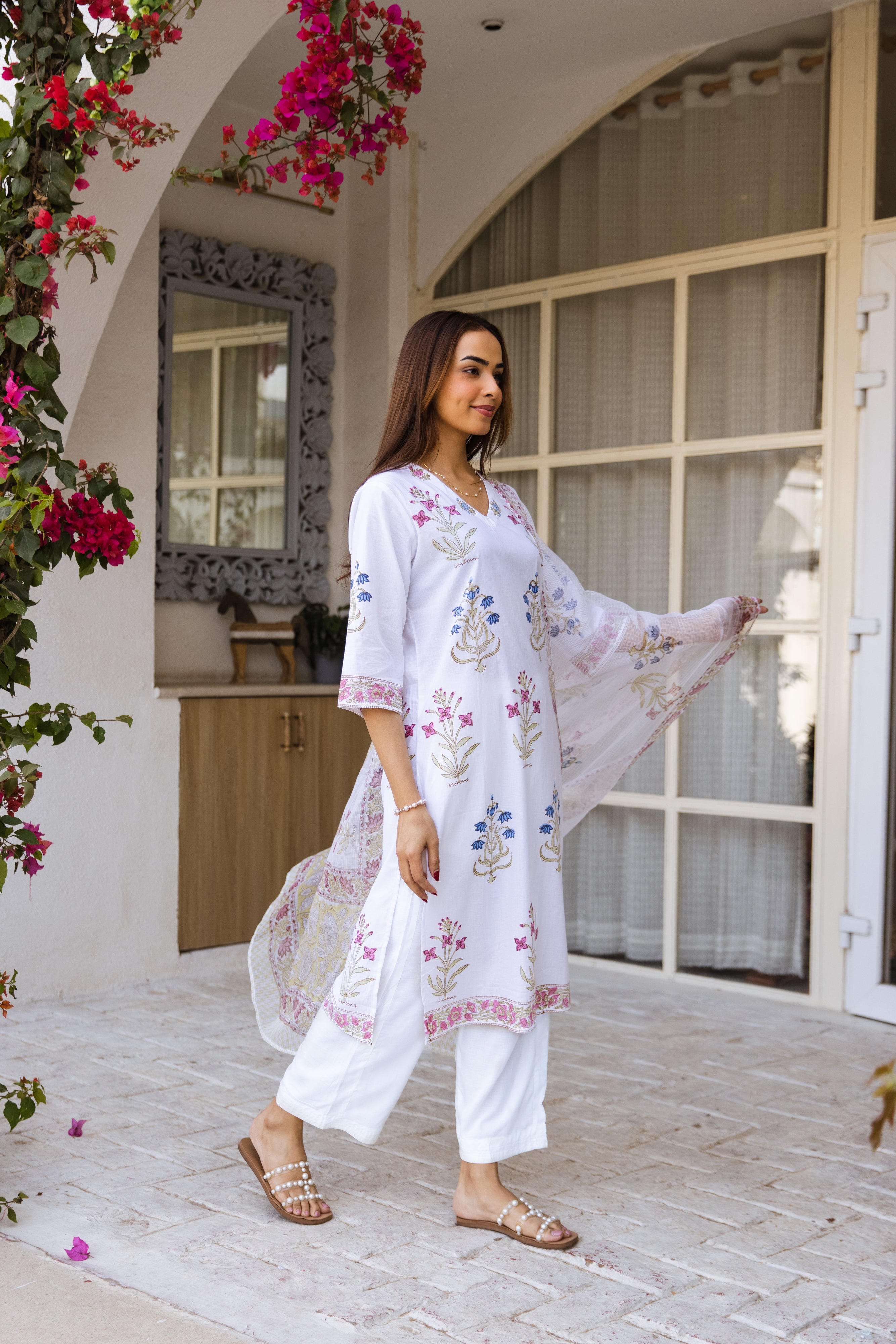 Picnic Multicolored Handblock kurta set