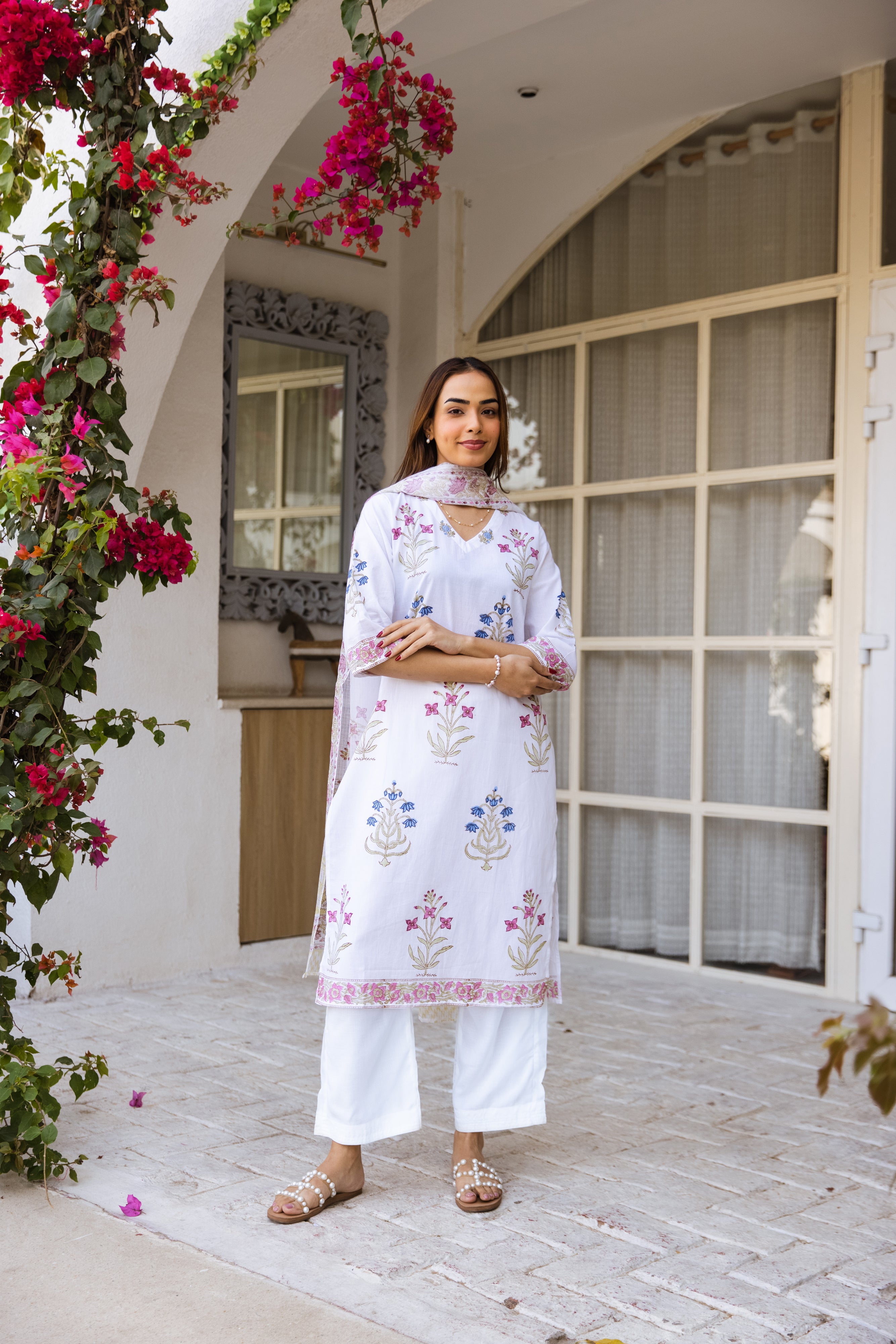 Picnic Multicolored Handblock kurta set