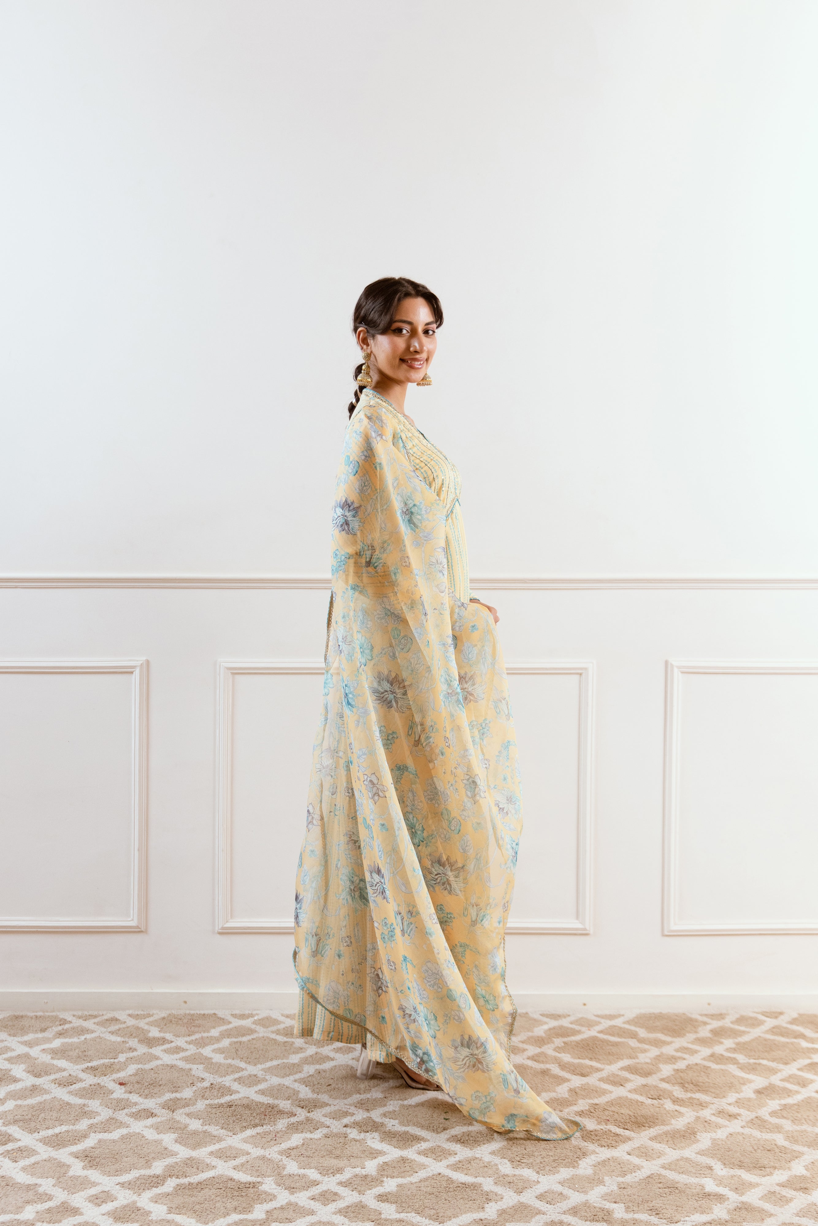 Salma Sitara Yellow floral Anarkali set
