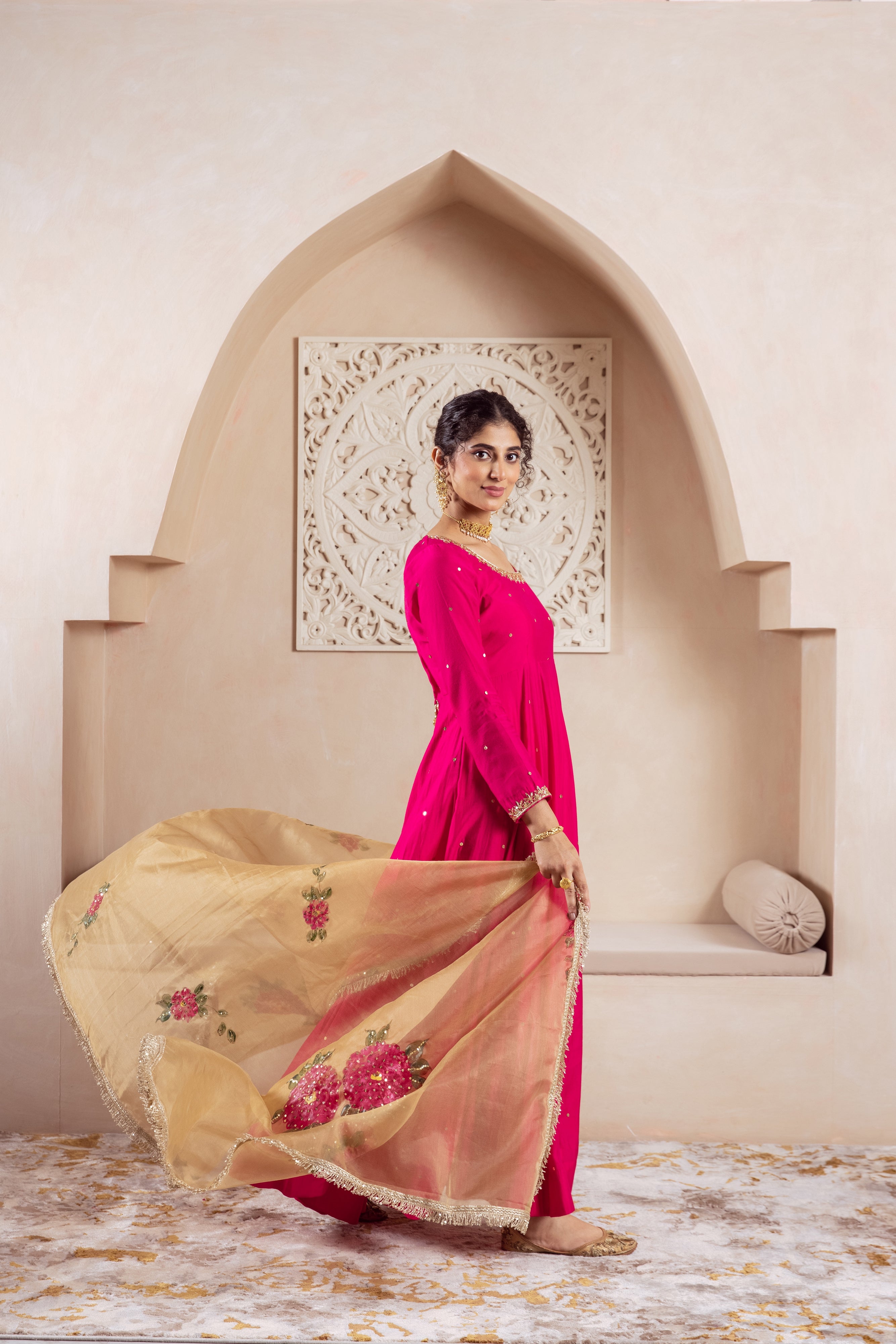 GULNAZ Rani hand painted Anarkali set