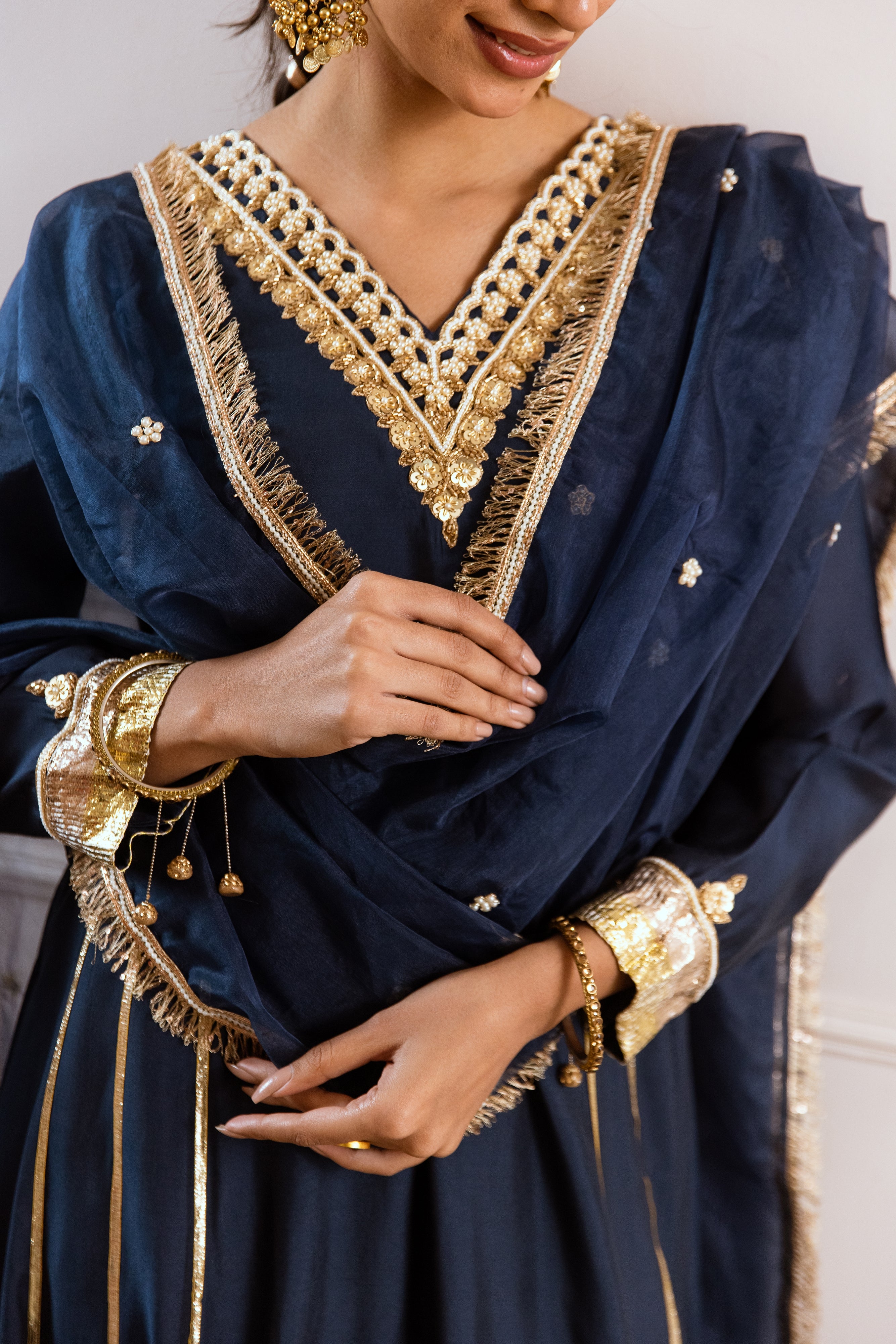 Salma Sitara Teal Bhopali set