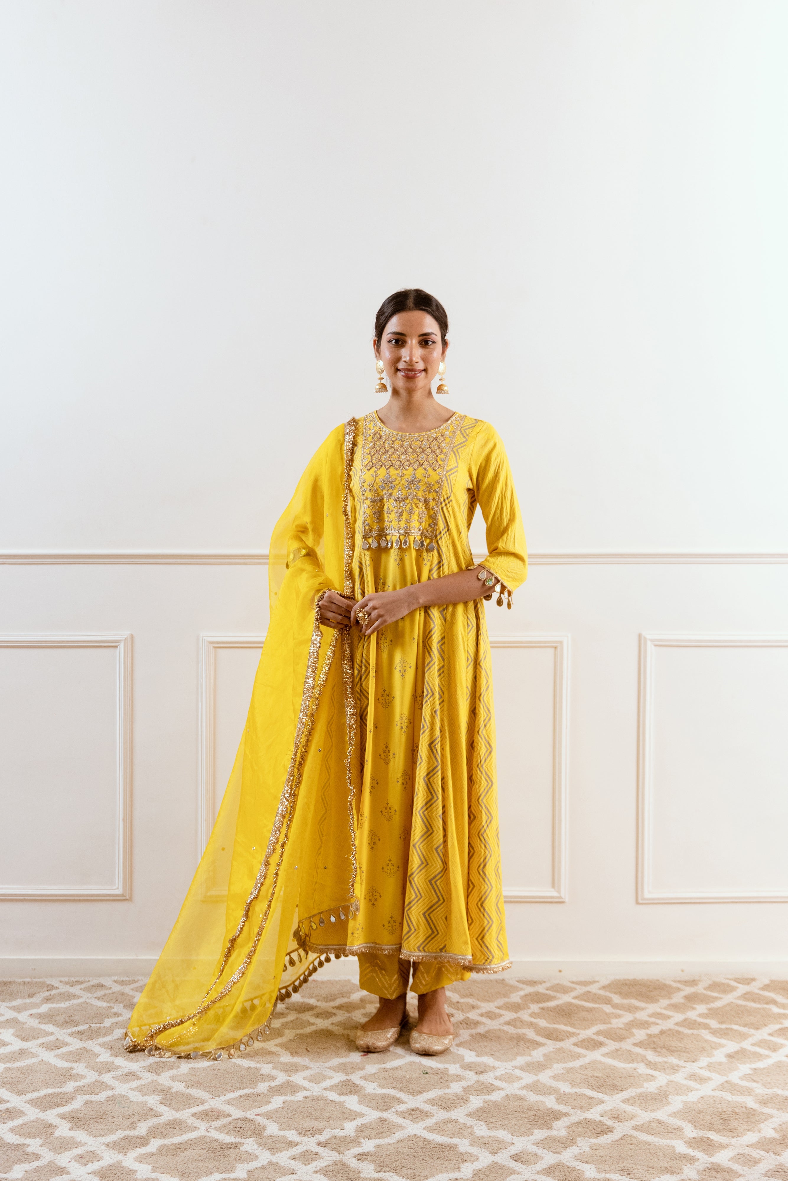 Salma Sitara Yellow Anarkali set