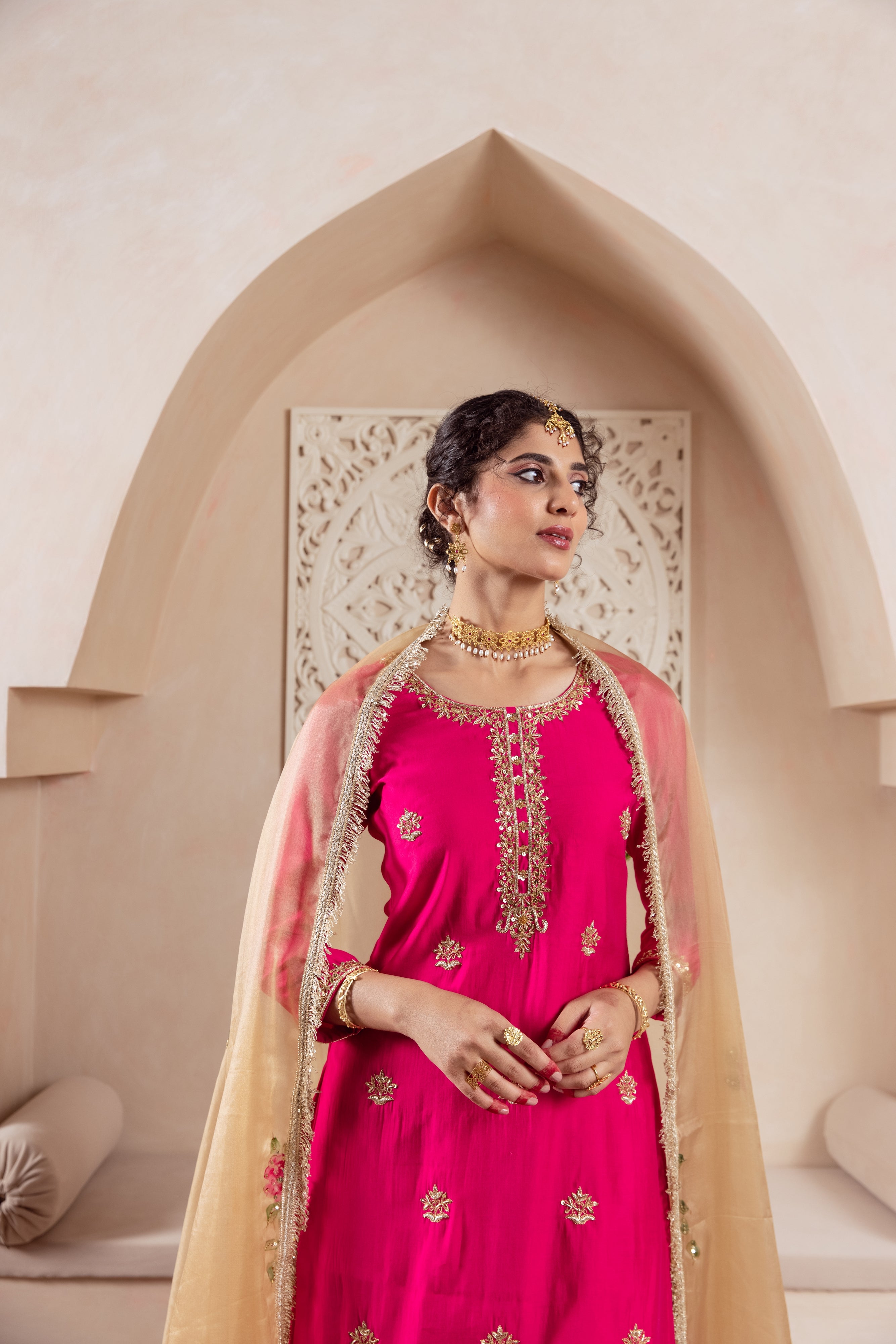 GULNAZ Rani hand painted sharara  set