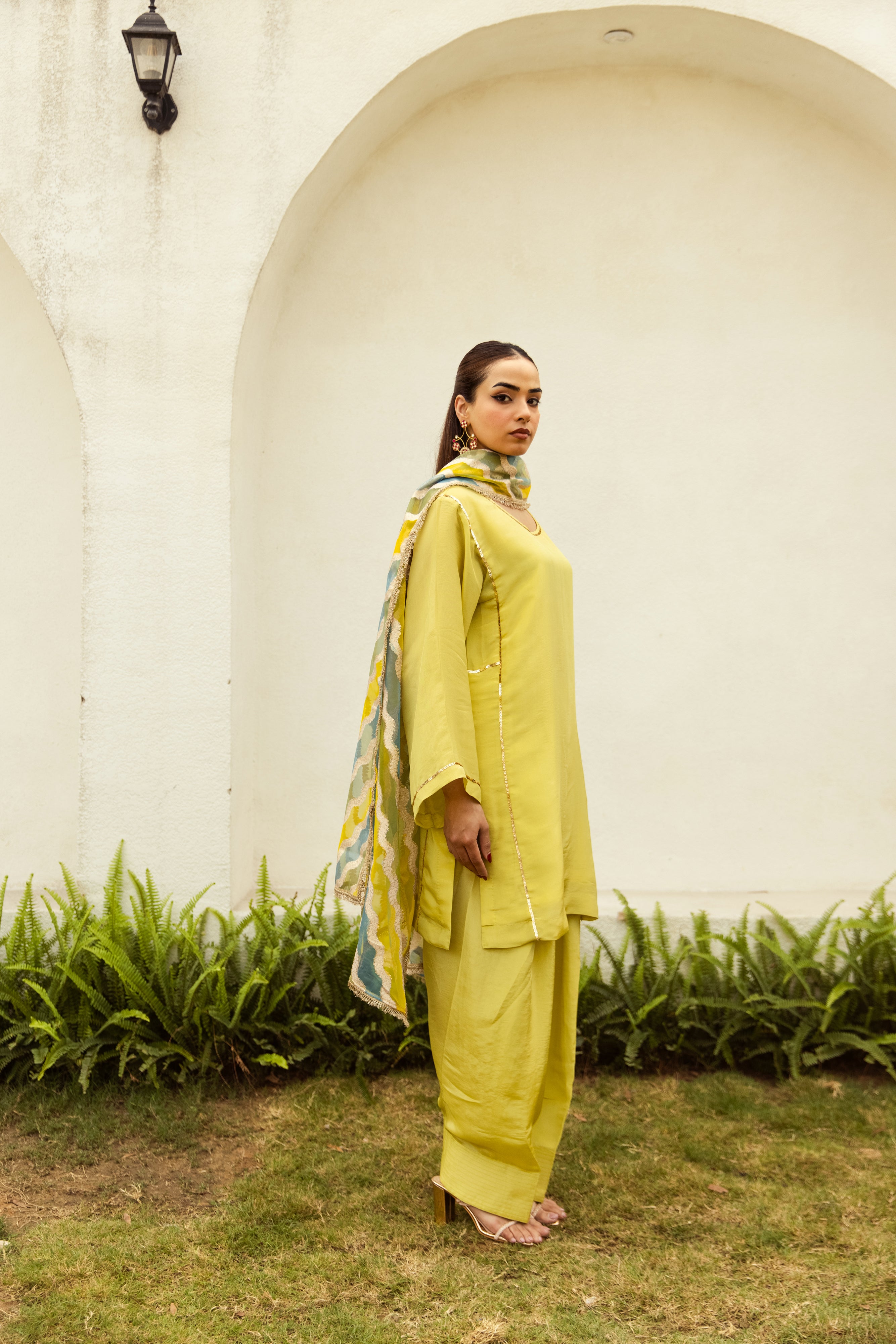 Noor Farshi Salwar Lime Green set