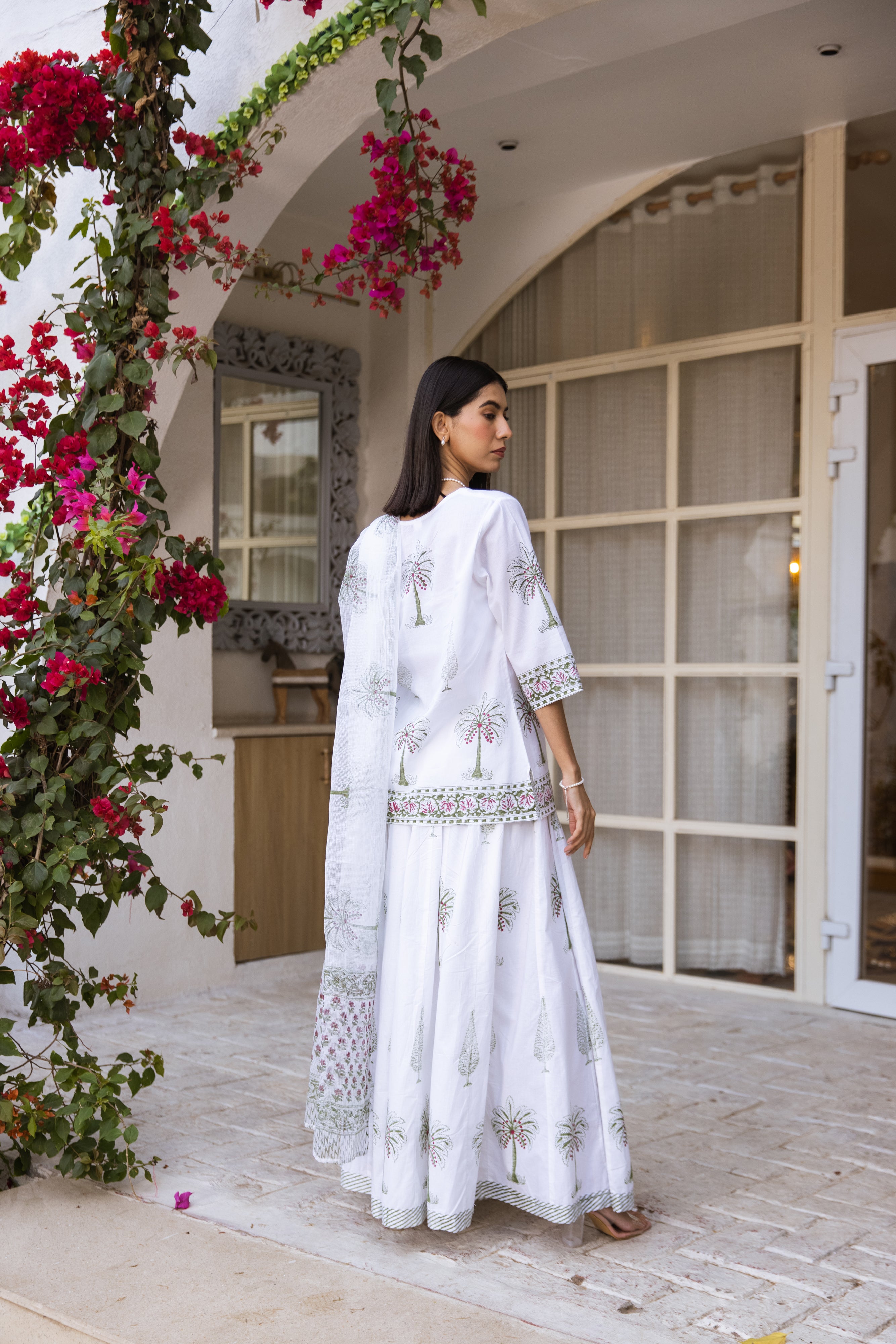 Picnic Palm Tree Handblock Skirt