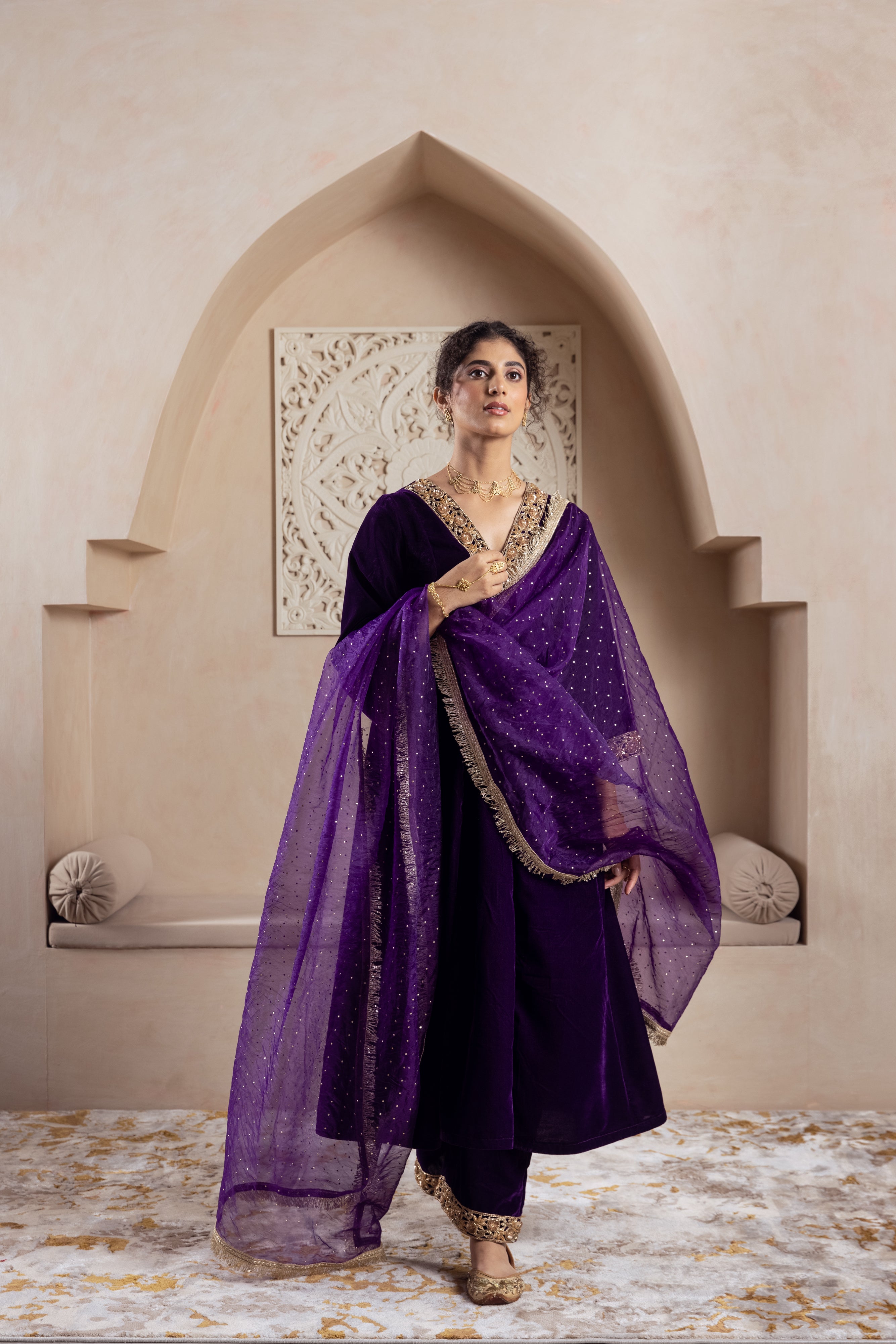 FIRGUN PURPLE VELVET SET