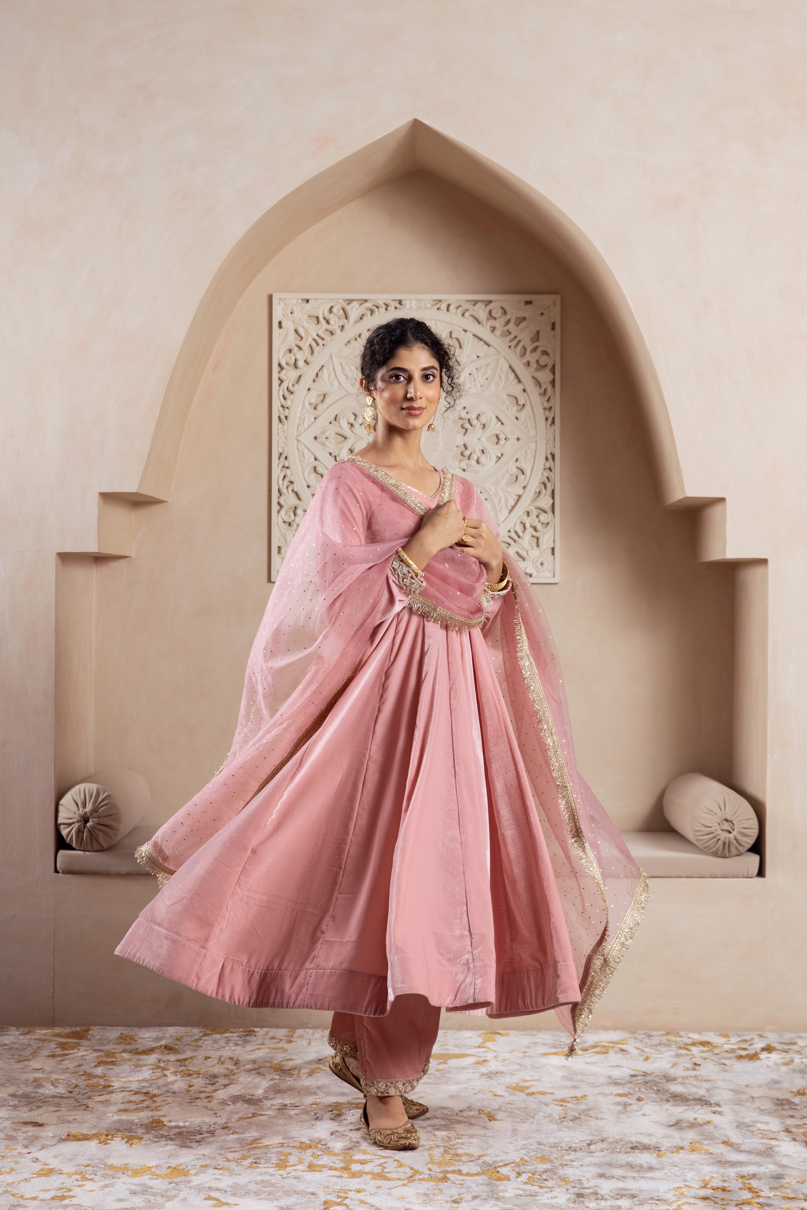 FIRGUN BABY PINK ANARKALI SET