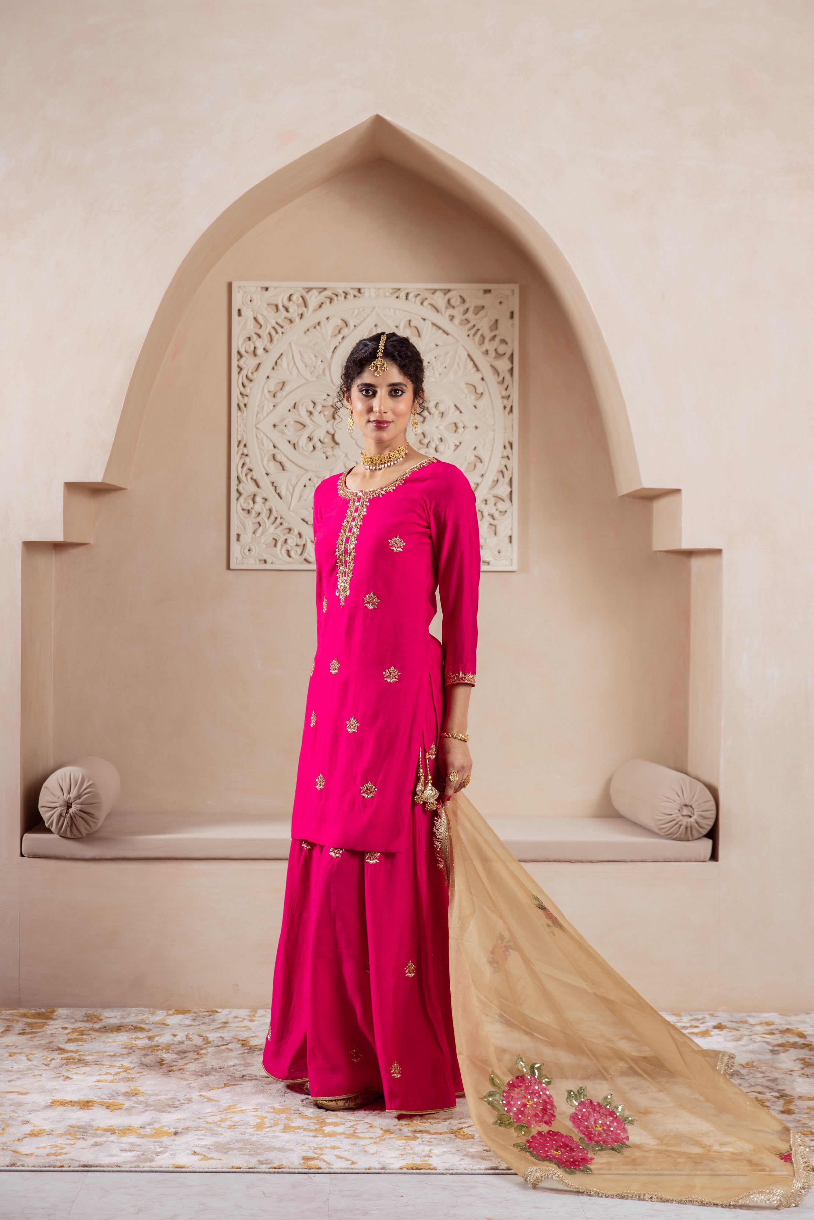 GULNAZ Rani hand painted sharara  set