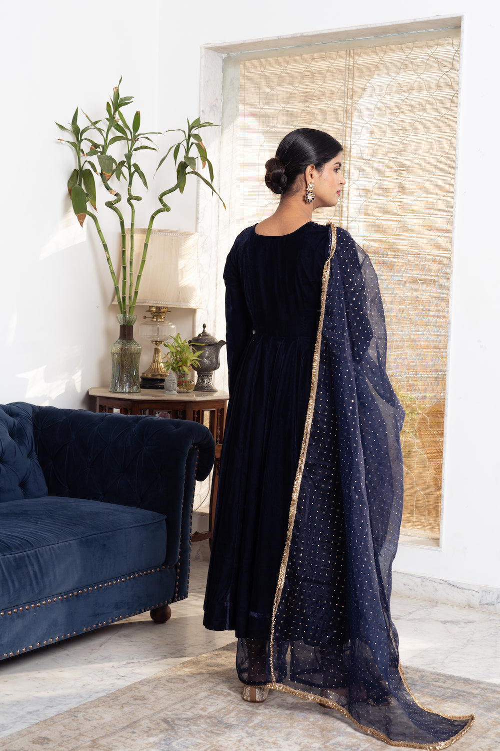 Khwabidah Navy Blue Anarkali Set of 3