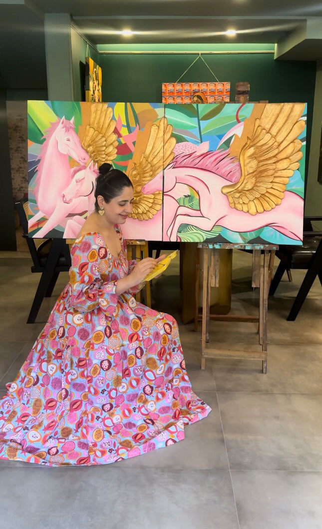 Multicoloured smocked maxi