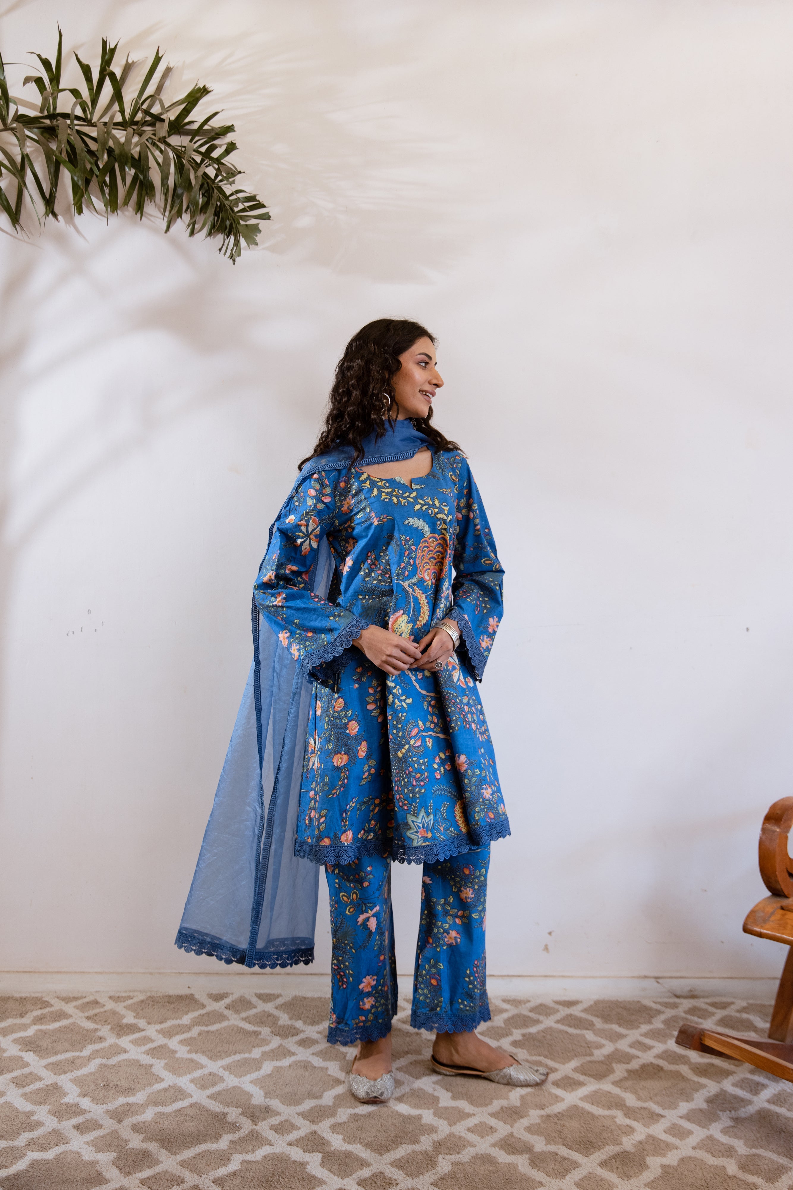 Bagh Blue floral twin set