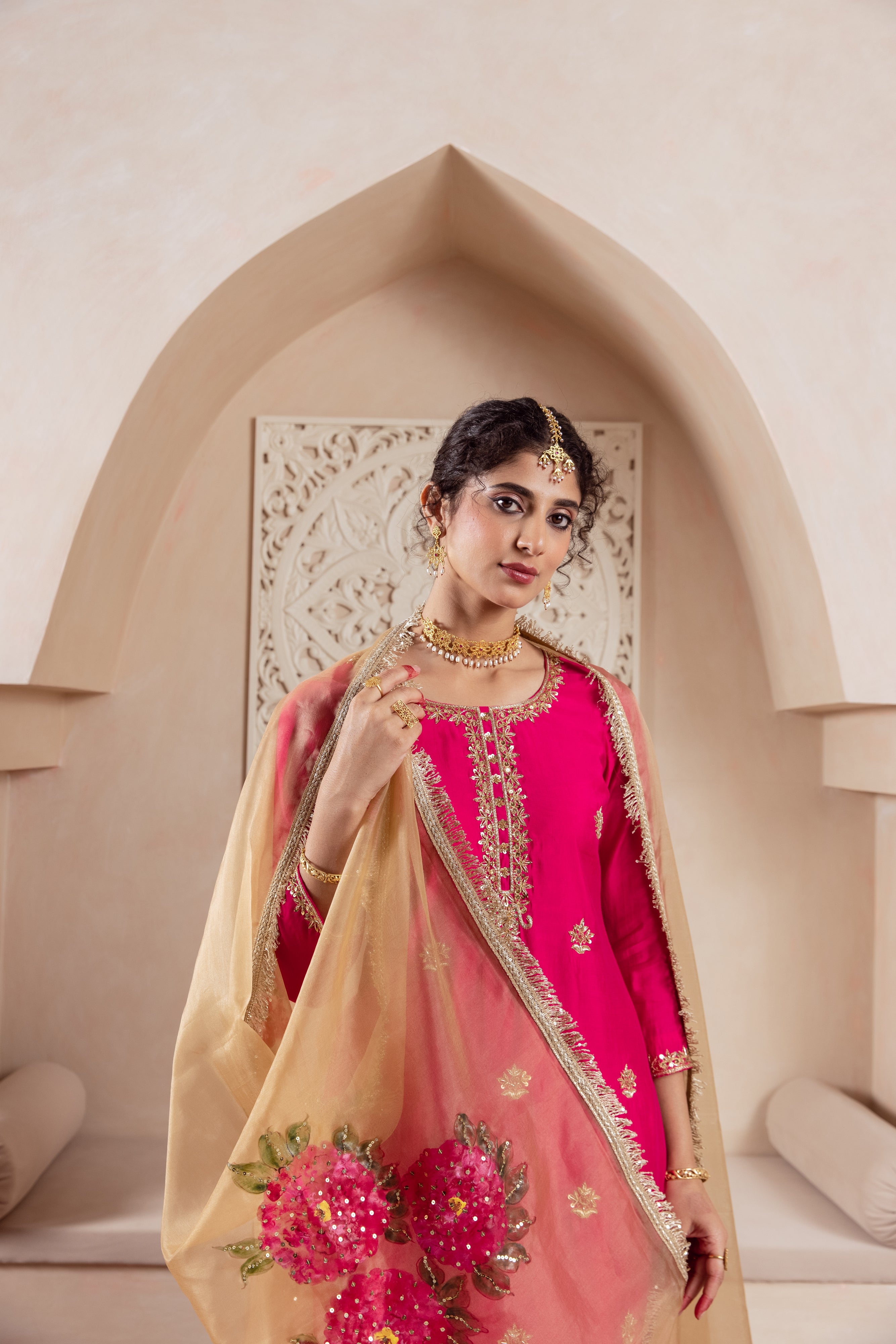 GULNAZ Rani hand painted sharara  set