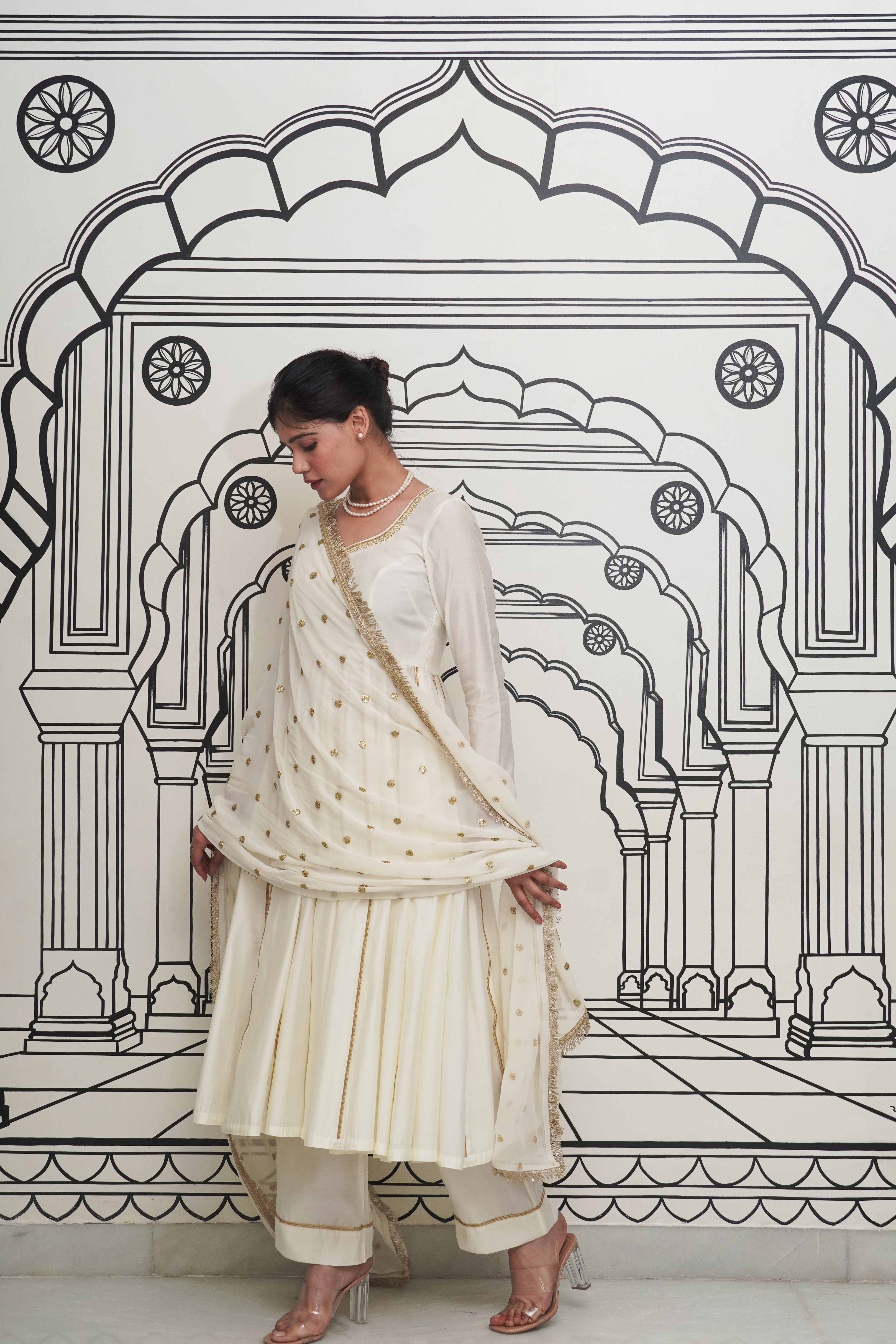 Sample Afsana Ivory Anarkali Set