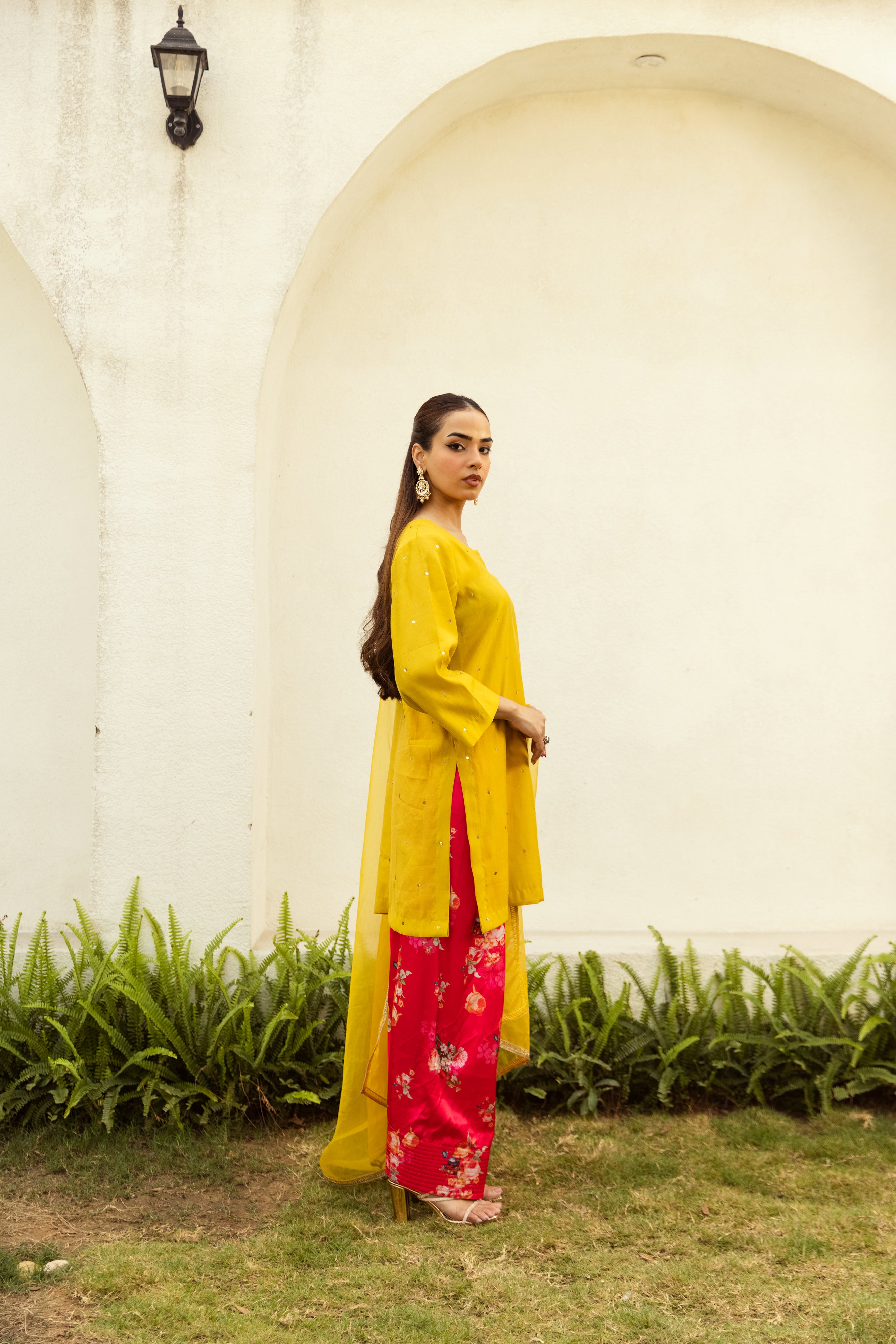 Noor Farshi Salwar Mustard set