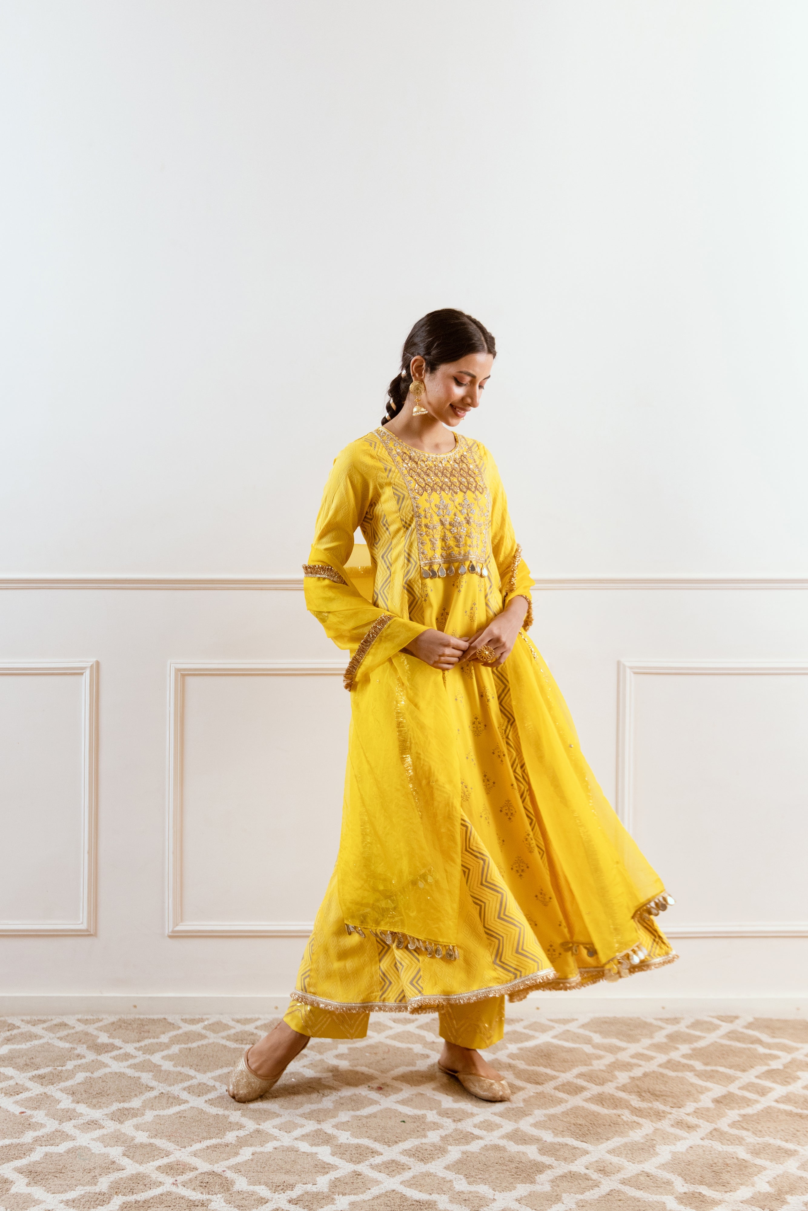 Salma Sitara Yellow Anarkali set