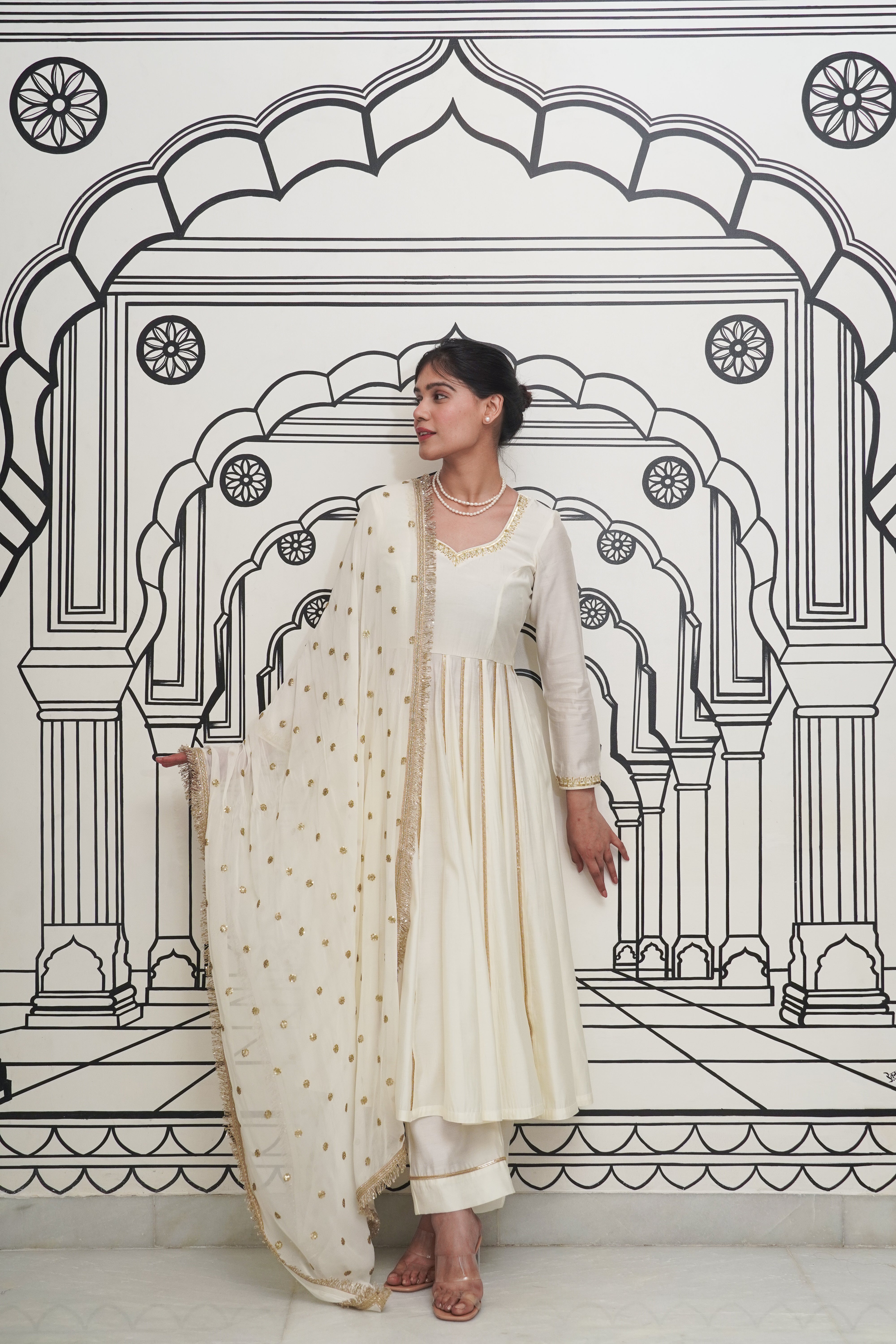 Sample Afsana Ivory Anarkali Set