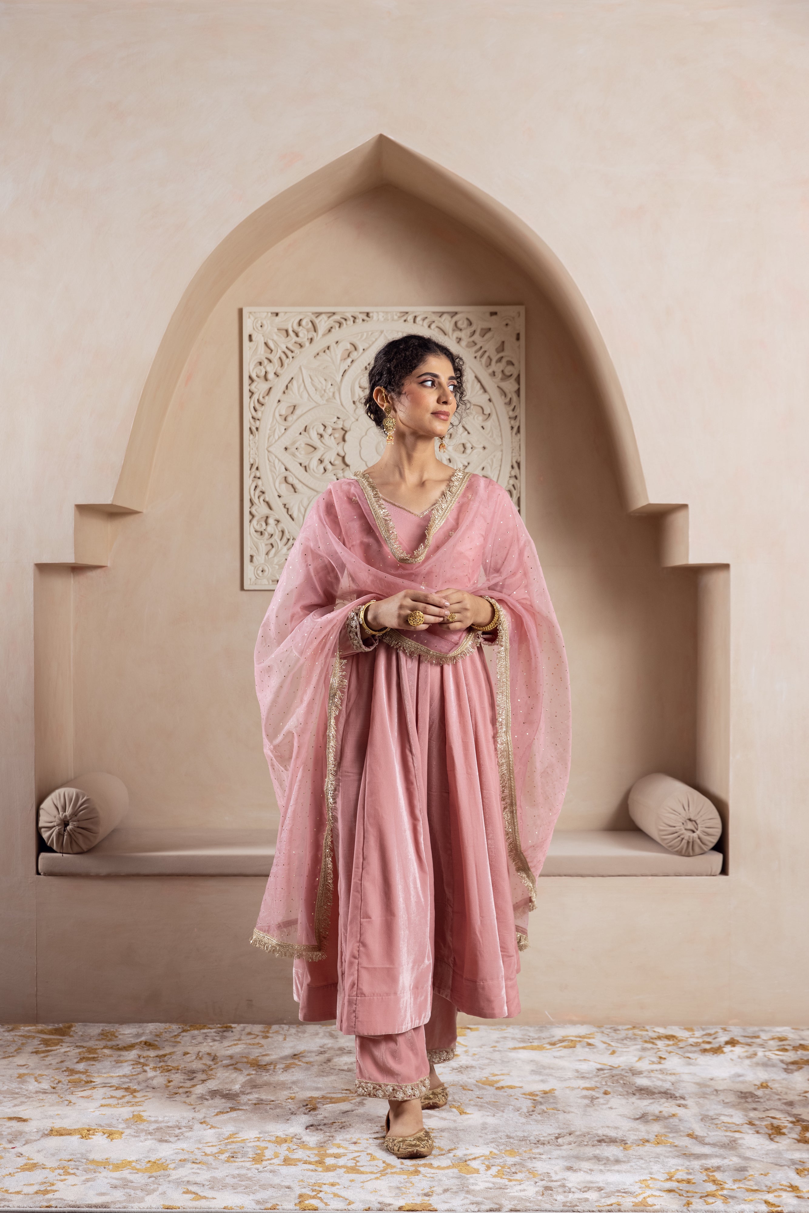 FIRGUN BABY PINK ANARKALI SET