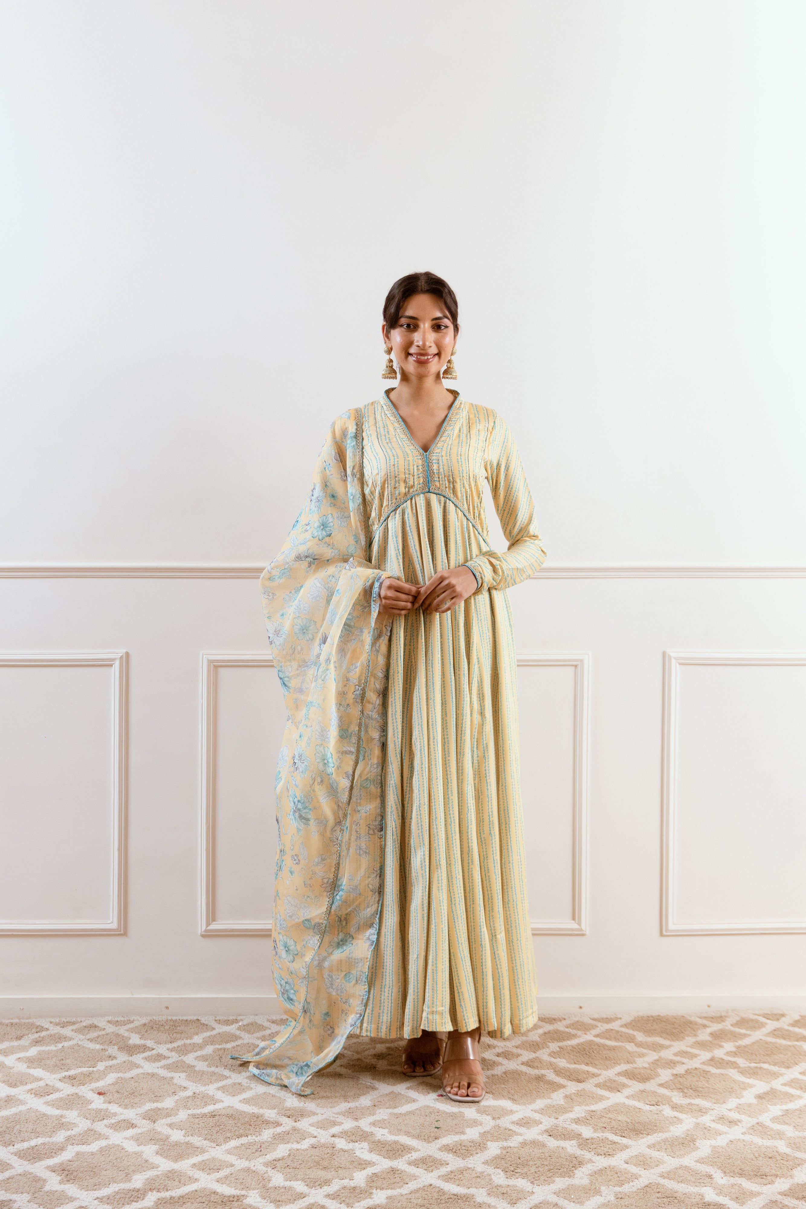 Salma Sitara Yellow floral Anarkali set