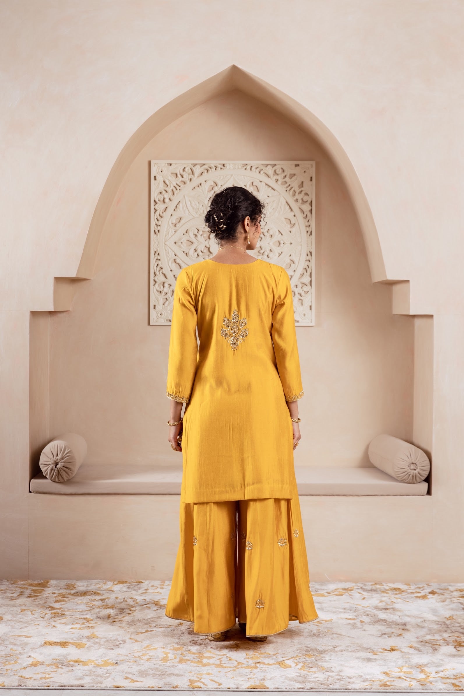 GULNAZ mustard hand painted sharara set