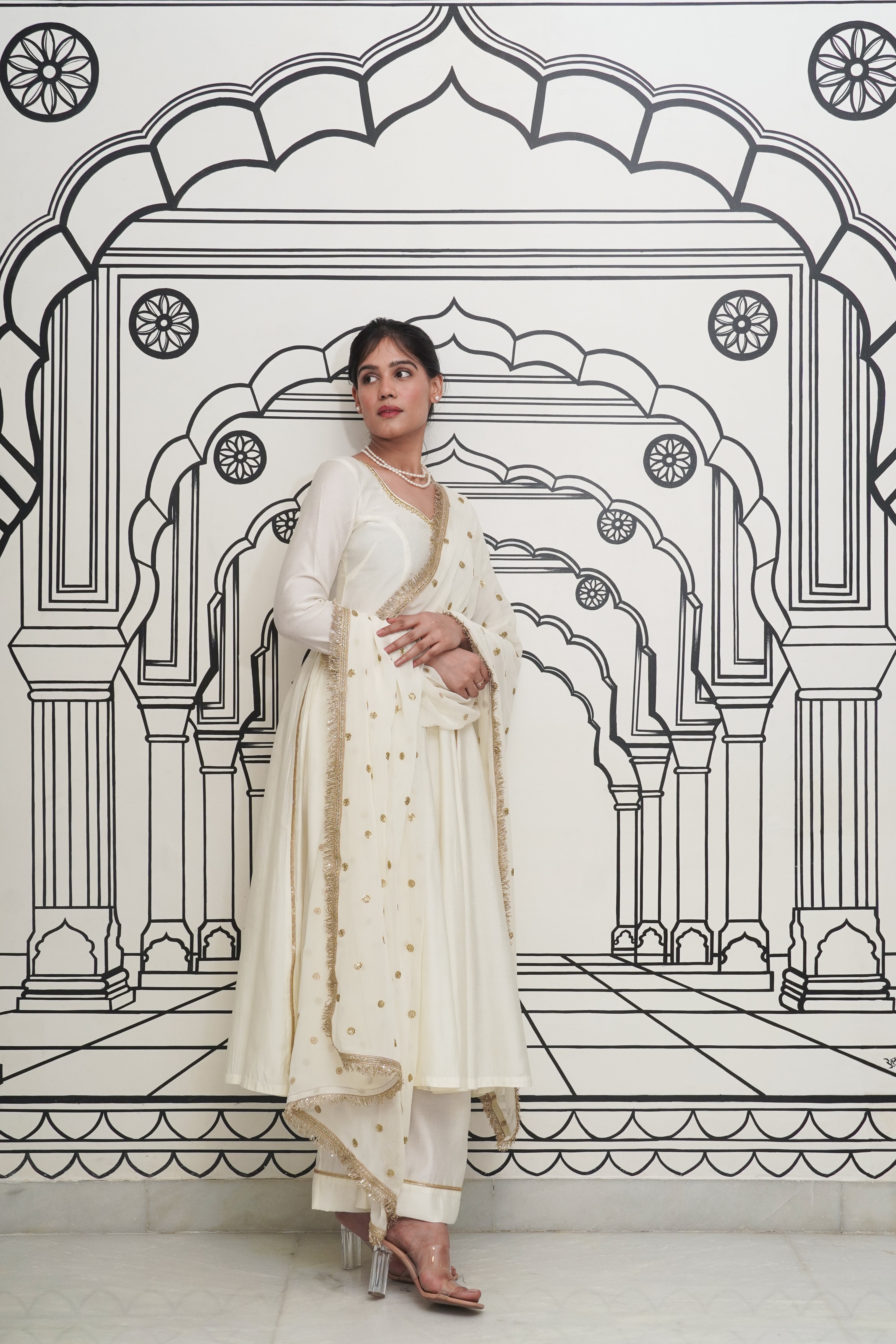 Sample Afsana Ivory Anarkali Set