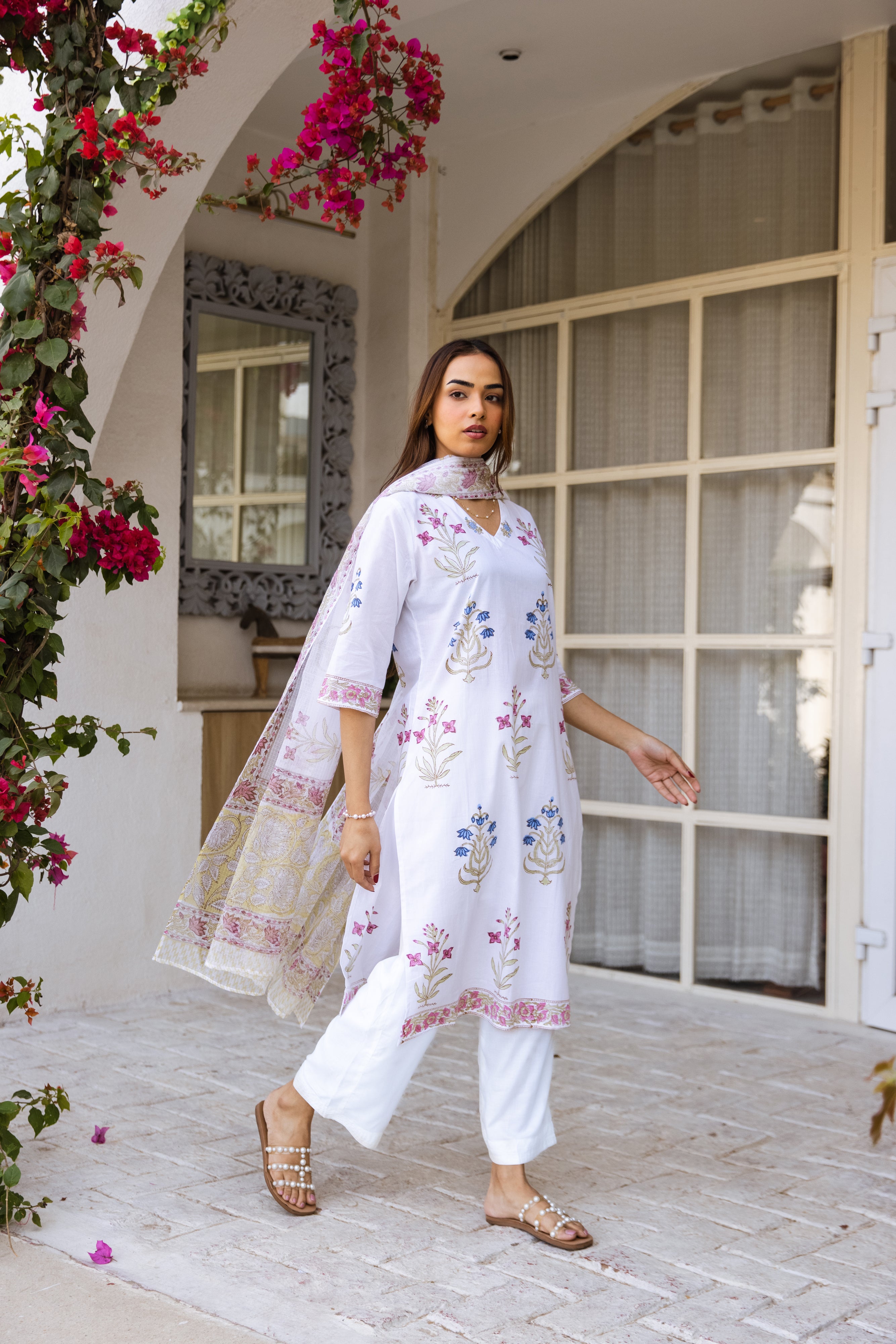 Picnic Multicolored Handblock kurta set