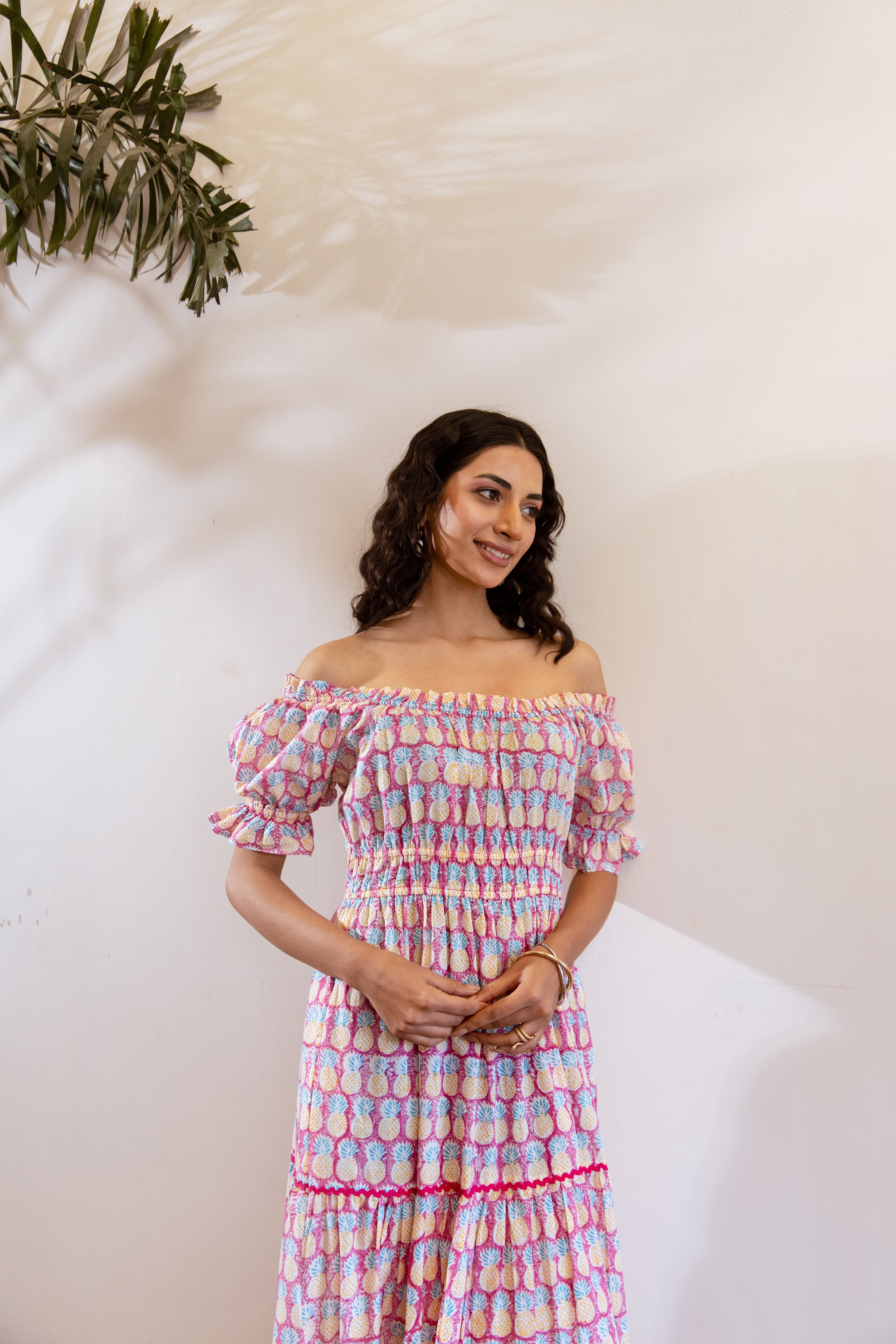 Pink Pineapple handblock dress