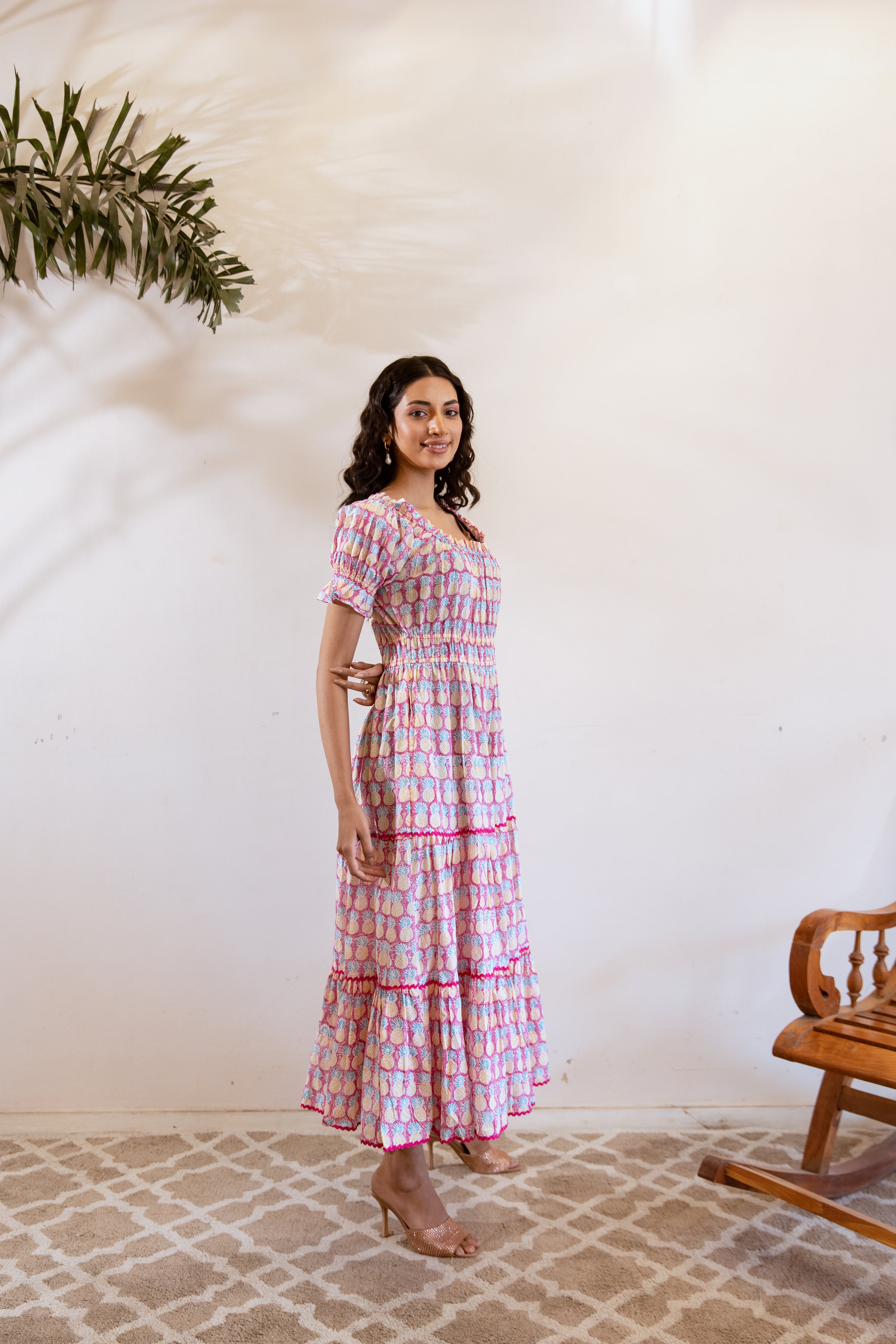 Pink Pineapple handblock dress