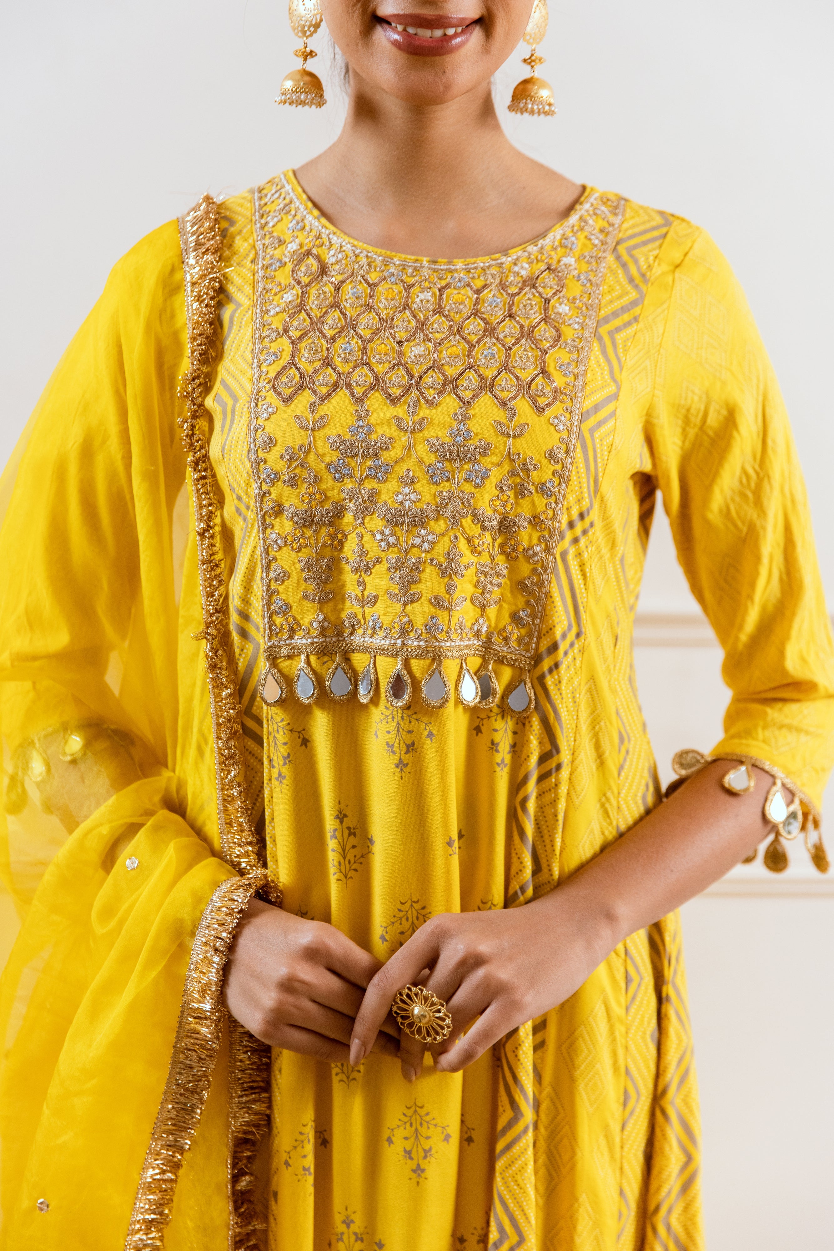 Salma Sitara Yellow Anarkali set
