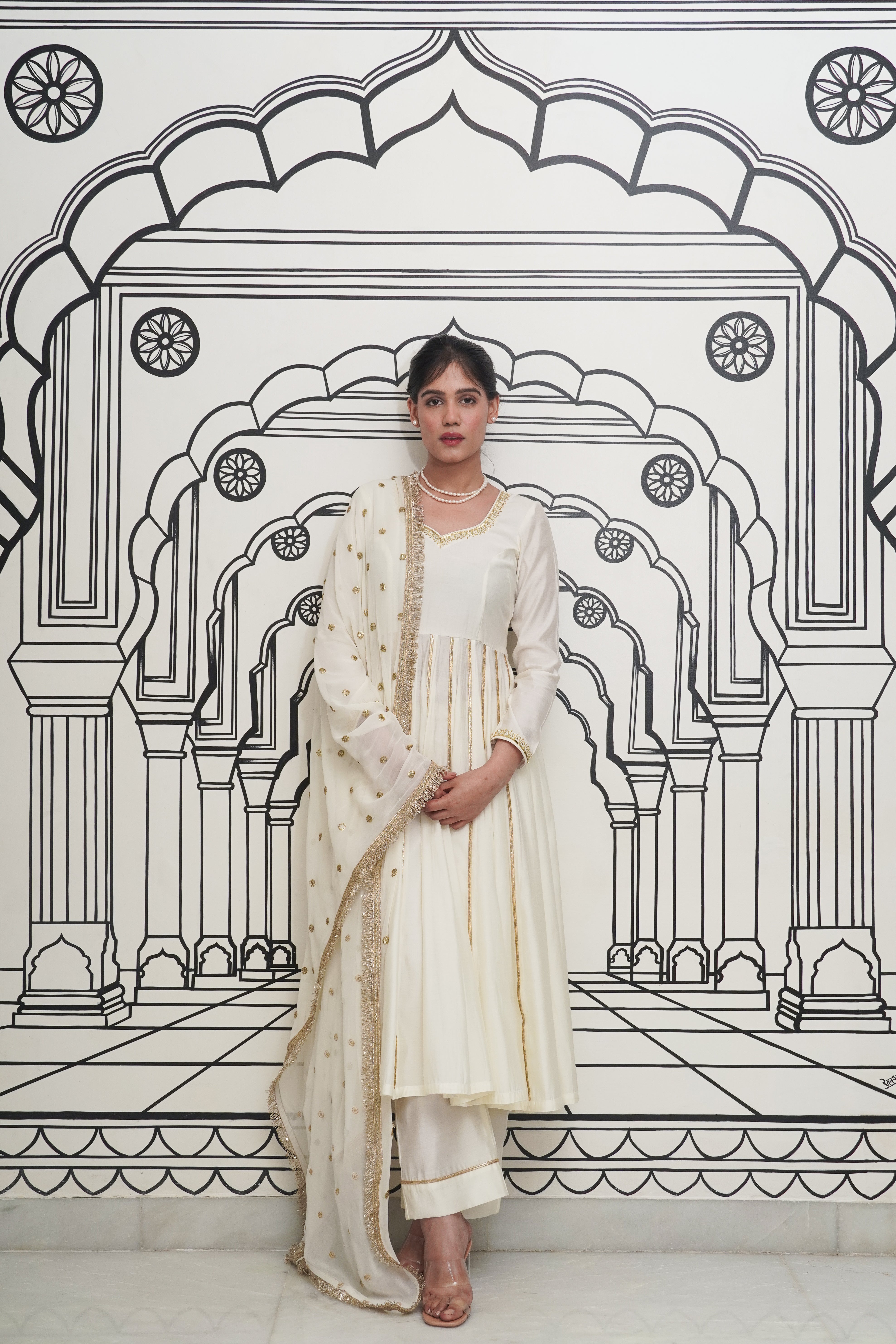 Sample Afsana Ivory Anarkali Set