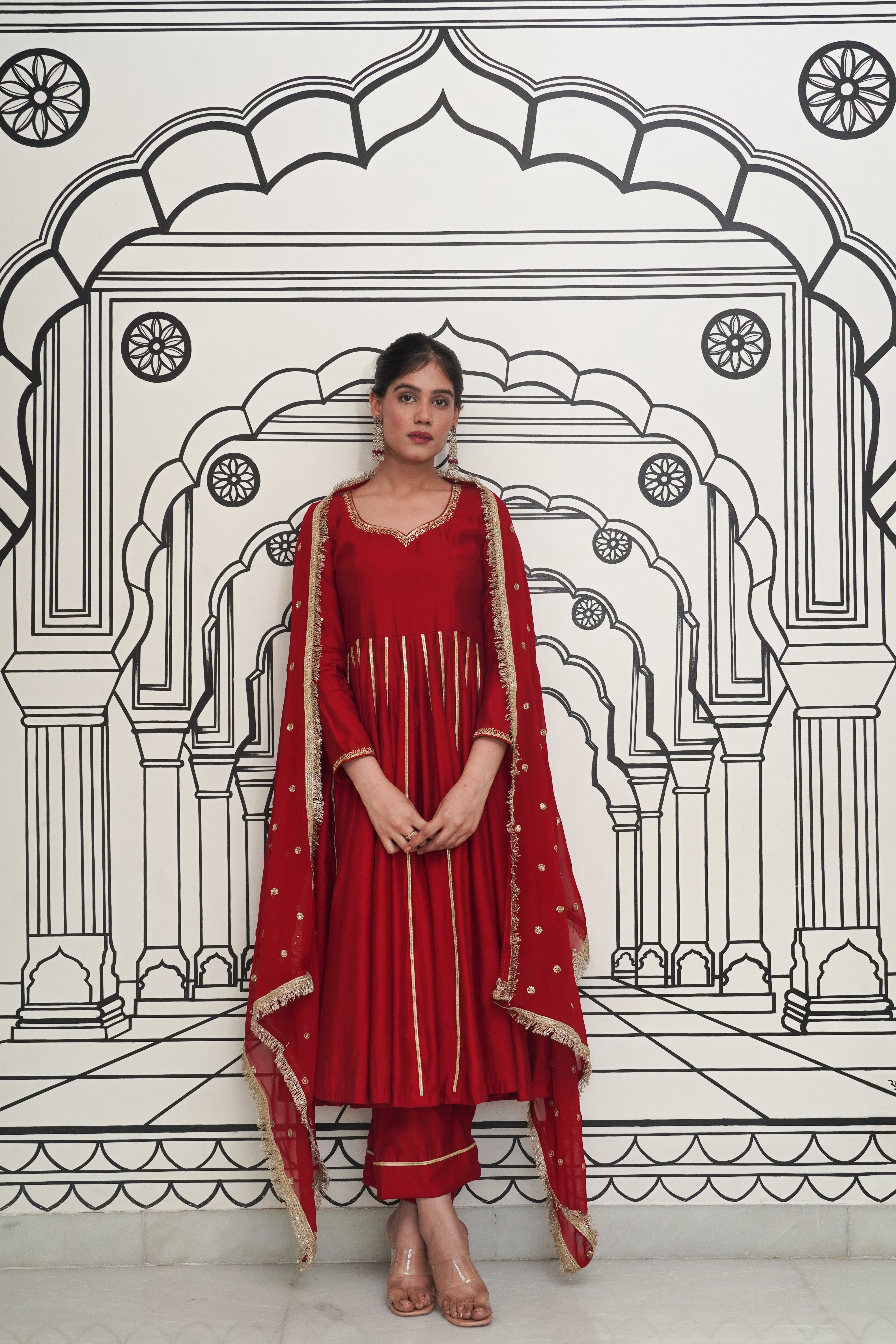 Afsana Maroon Anarkali Set