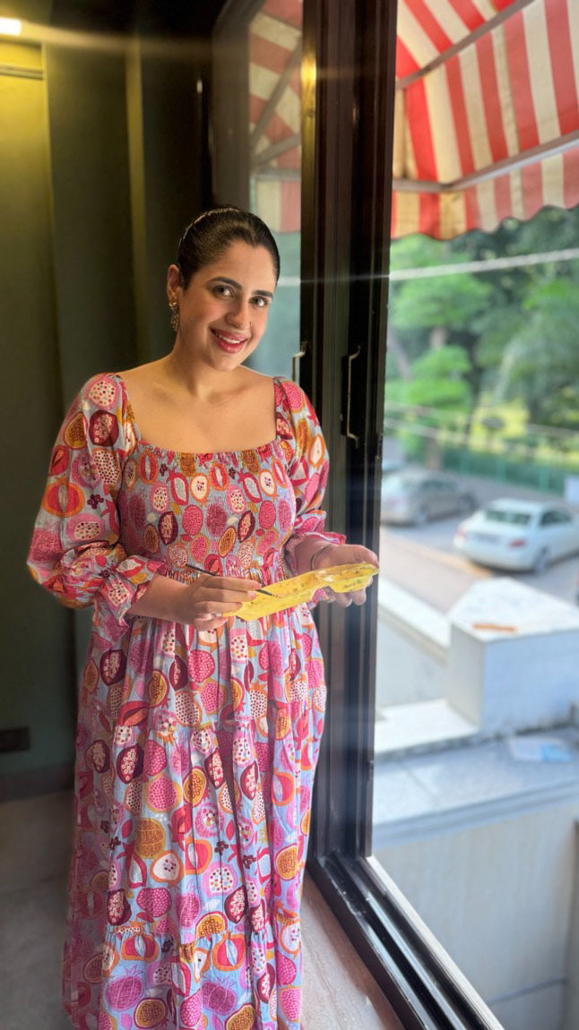 Multicoloured smocked maxi