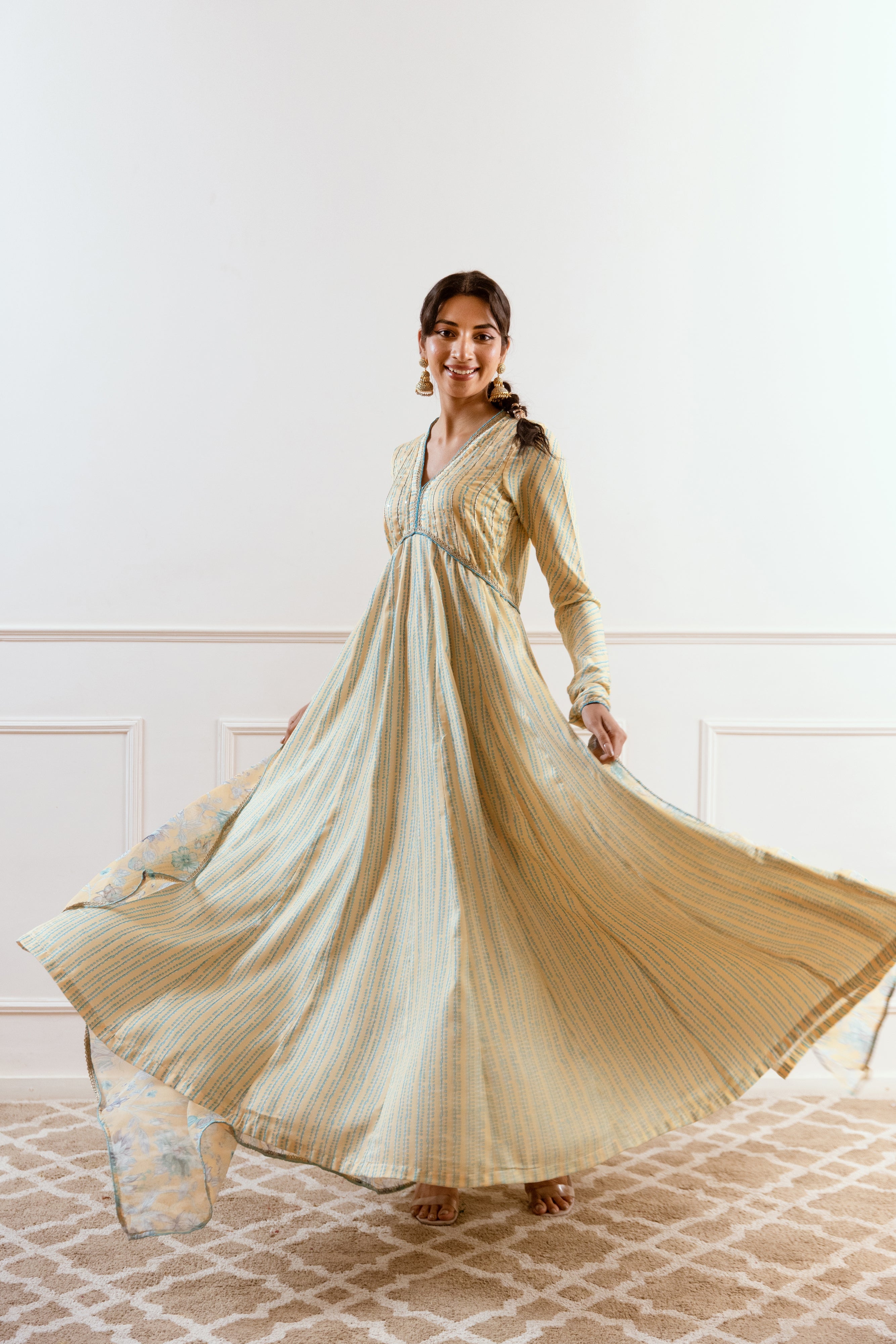 Salma Sitara Yellow floral Anarkali set