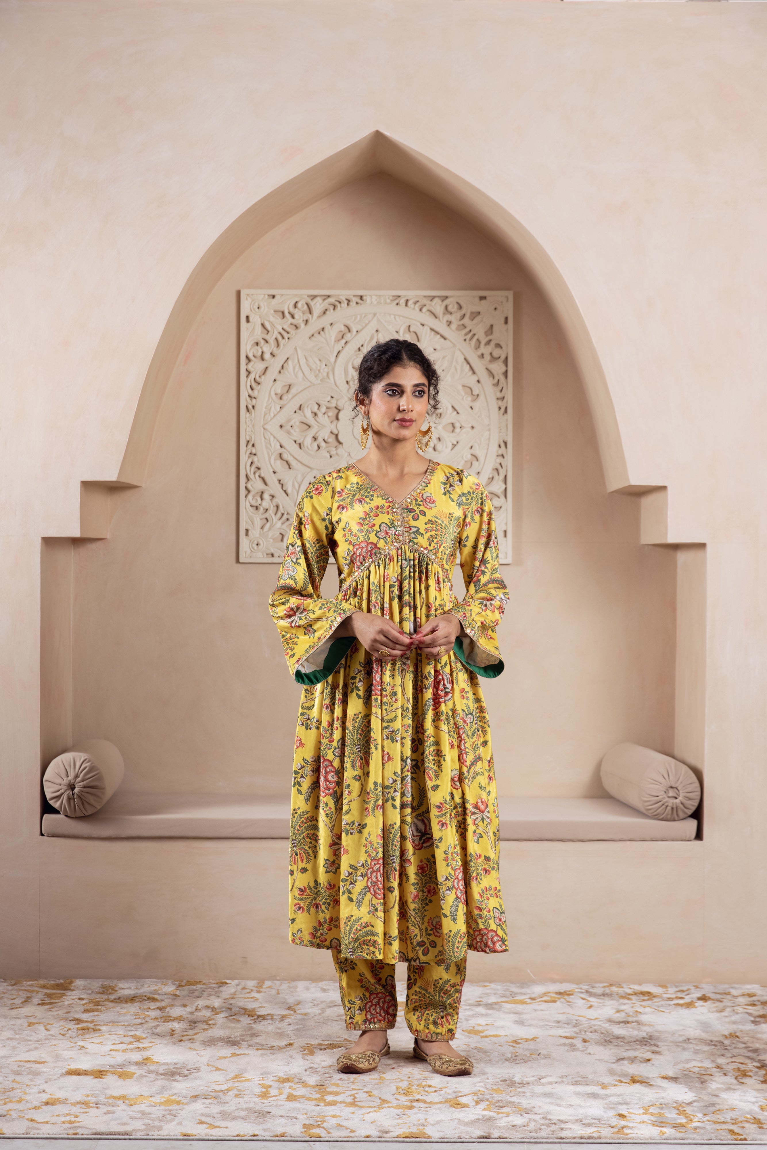 FIRGUN YELLOW VELVET TWIN SET