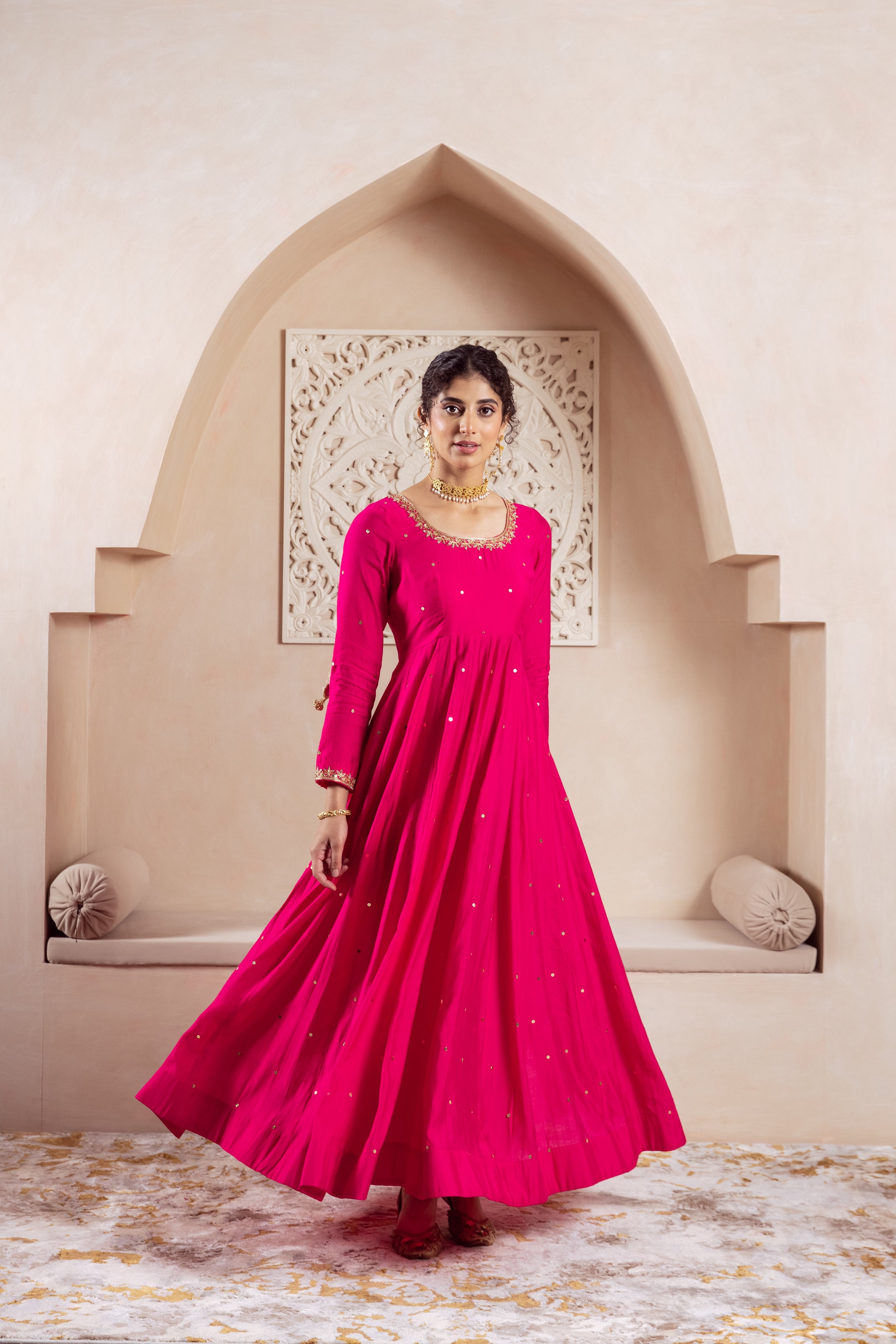 GULNAZ Rani hand painted Anarkali set