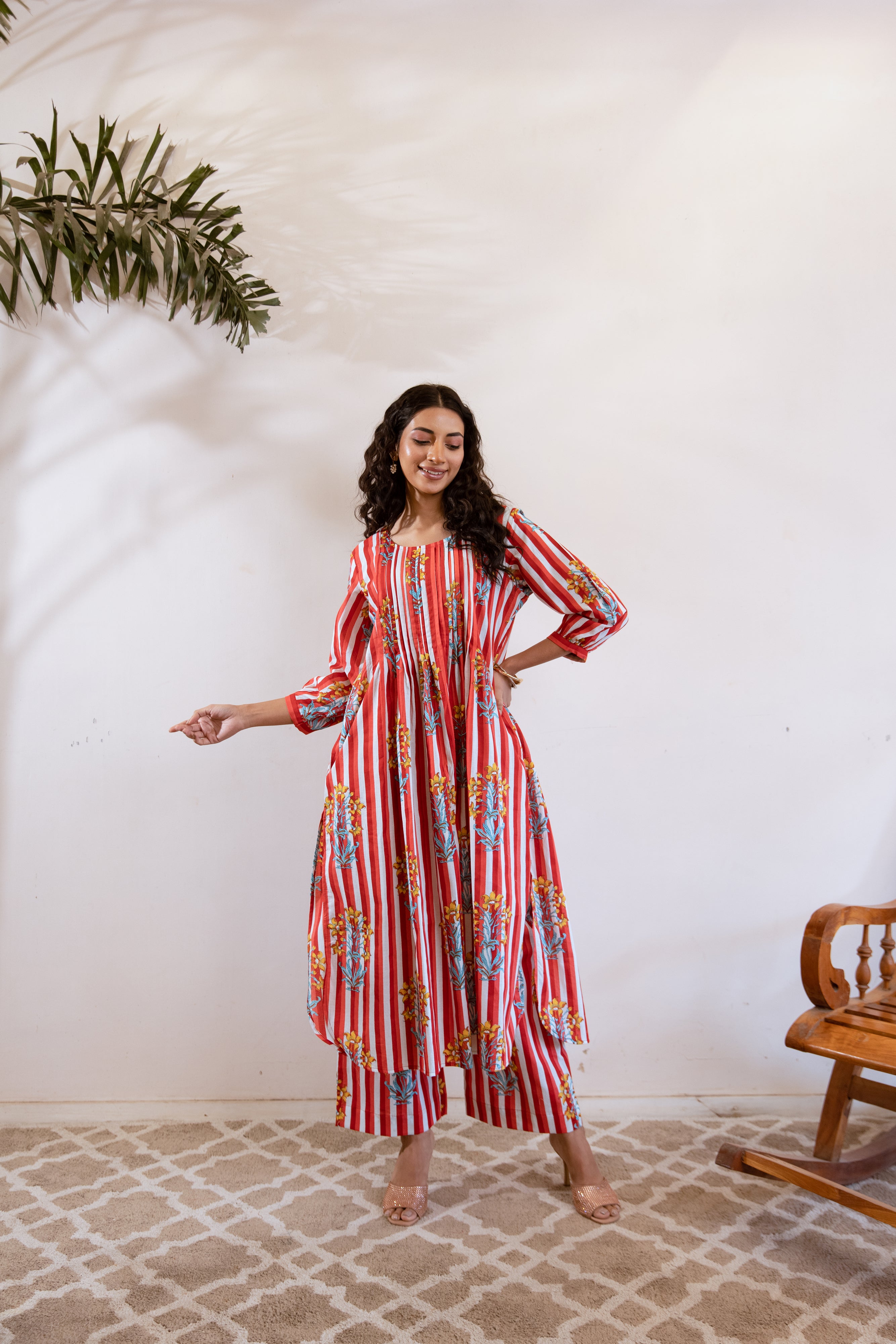 Bagh Red stripe twin set