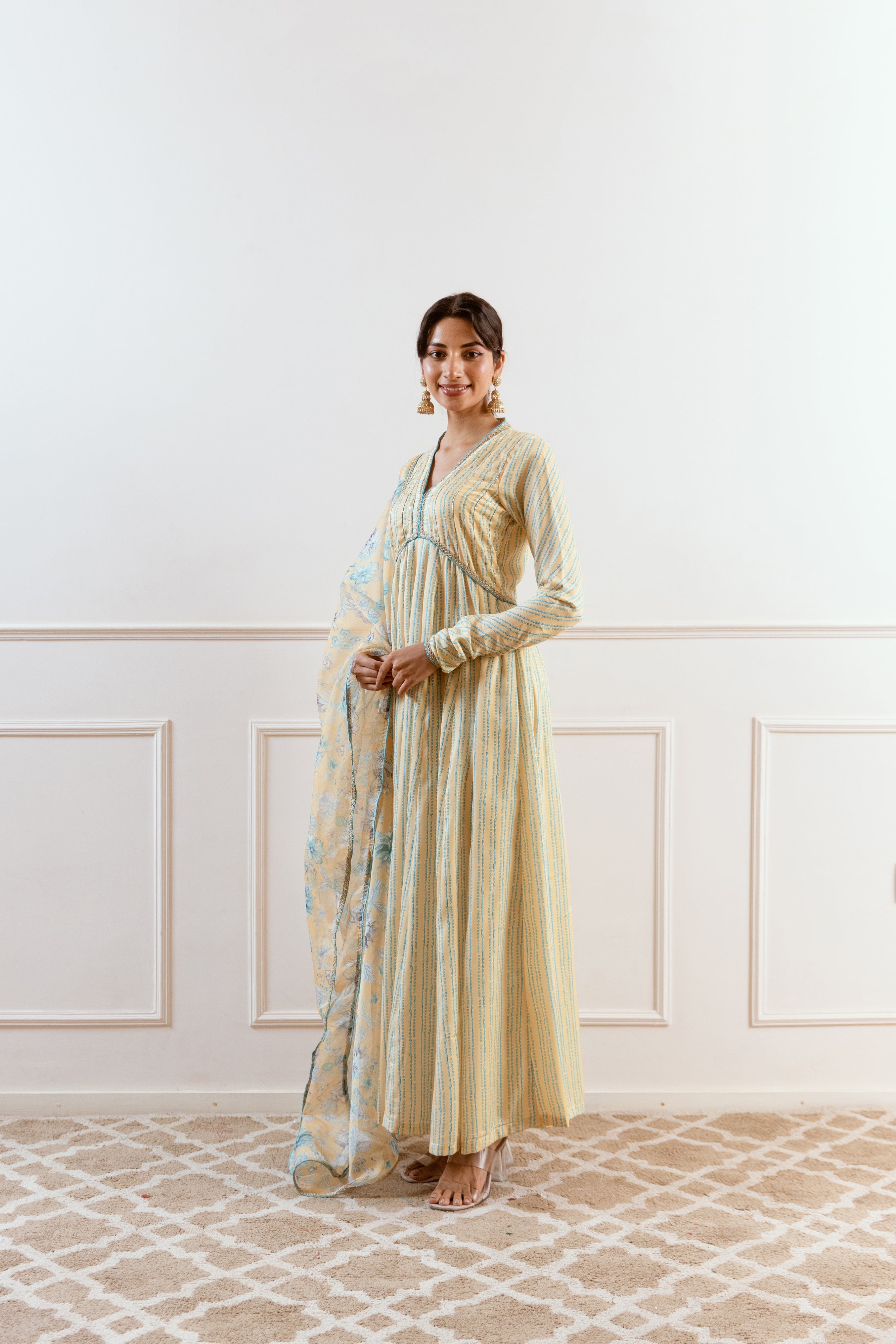 Salma Sitara Yellow floral Anarkali set