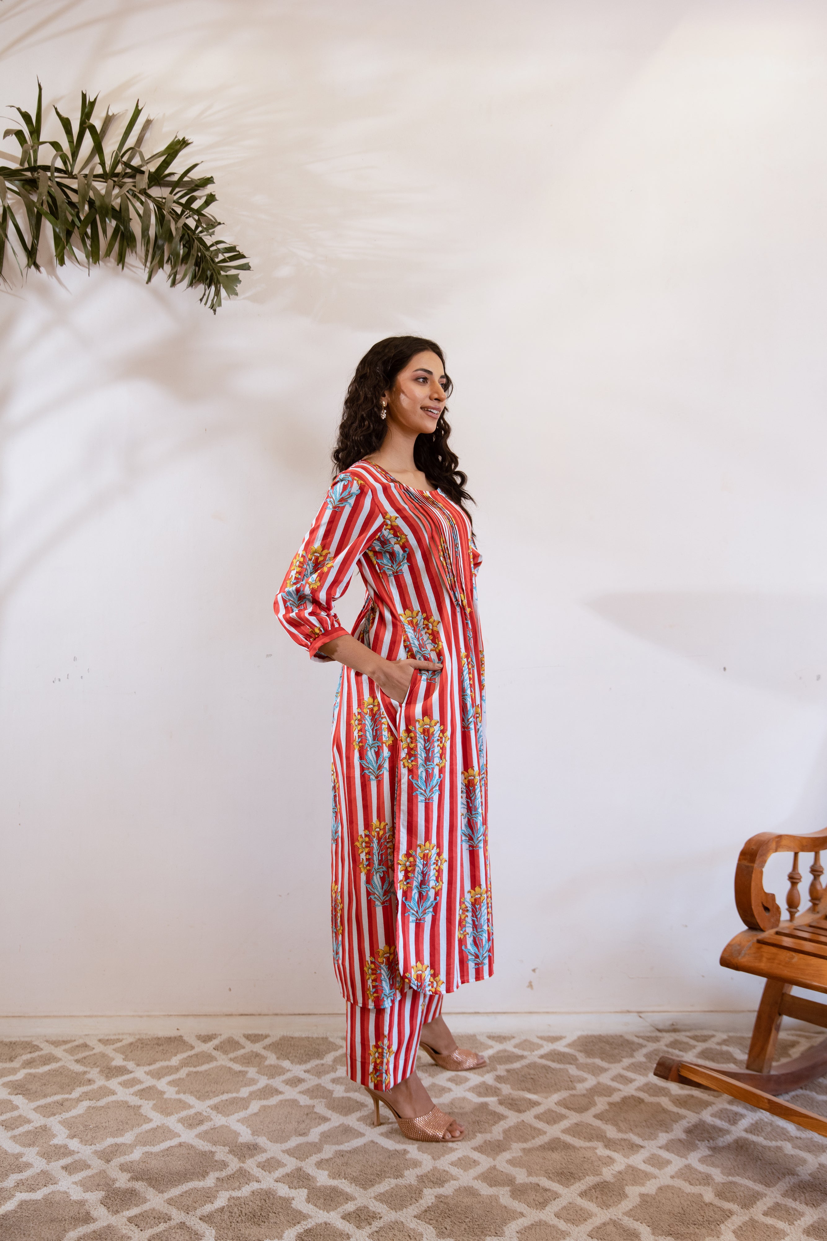 Bagh Red stripe twin set