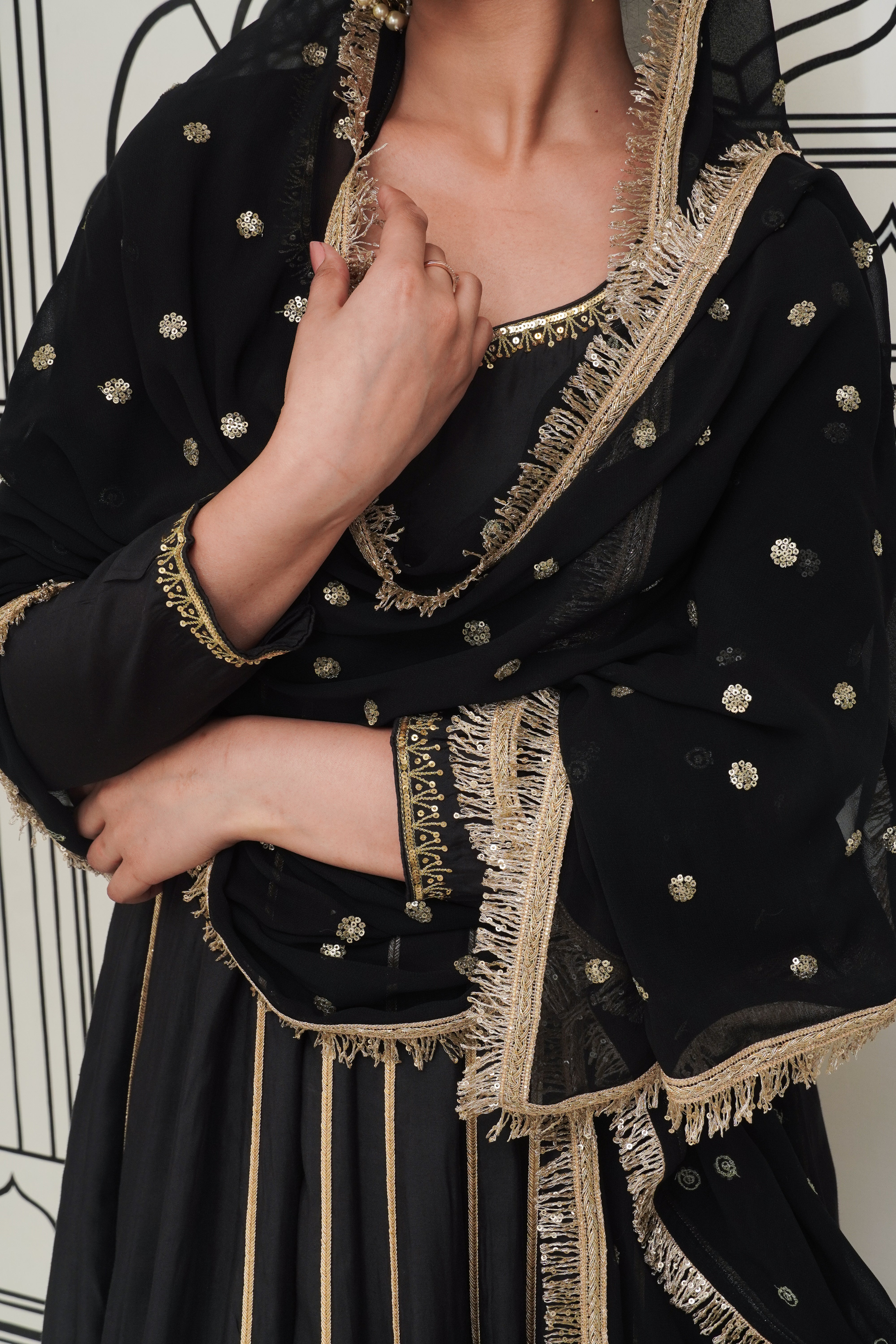 Afsana Black Anarkali Set