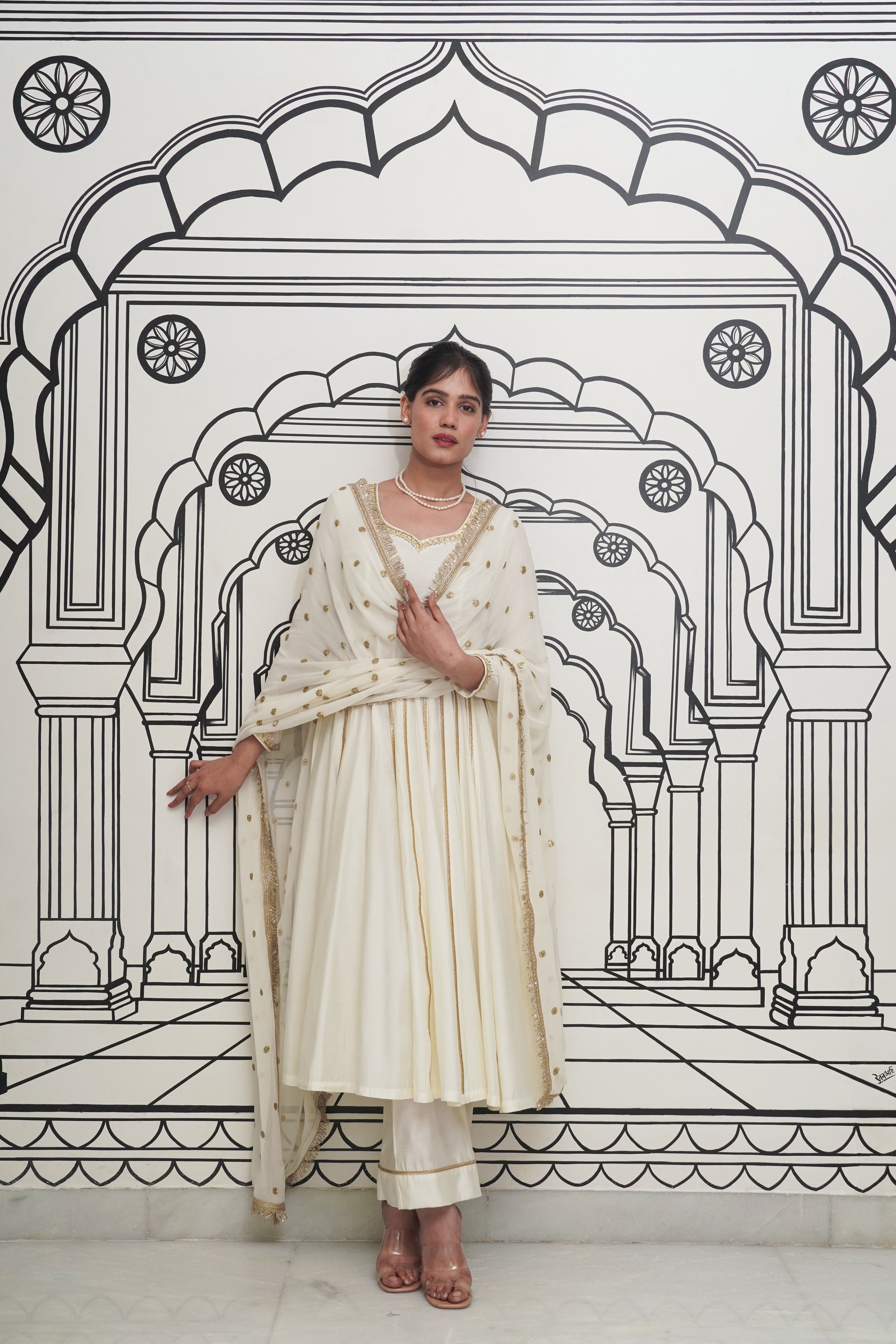 Sample Afsana Ivory Anarkali Set