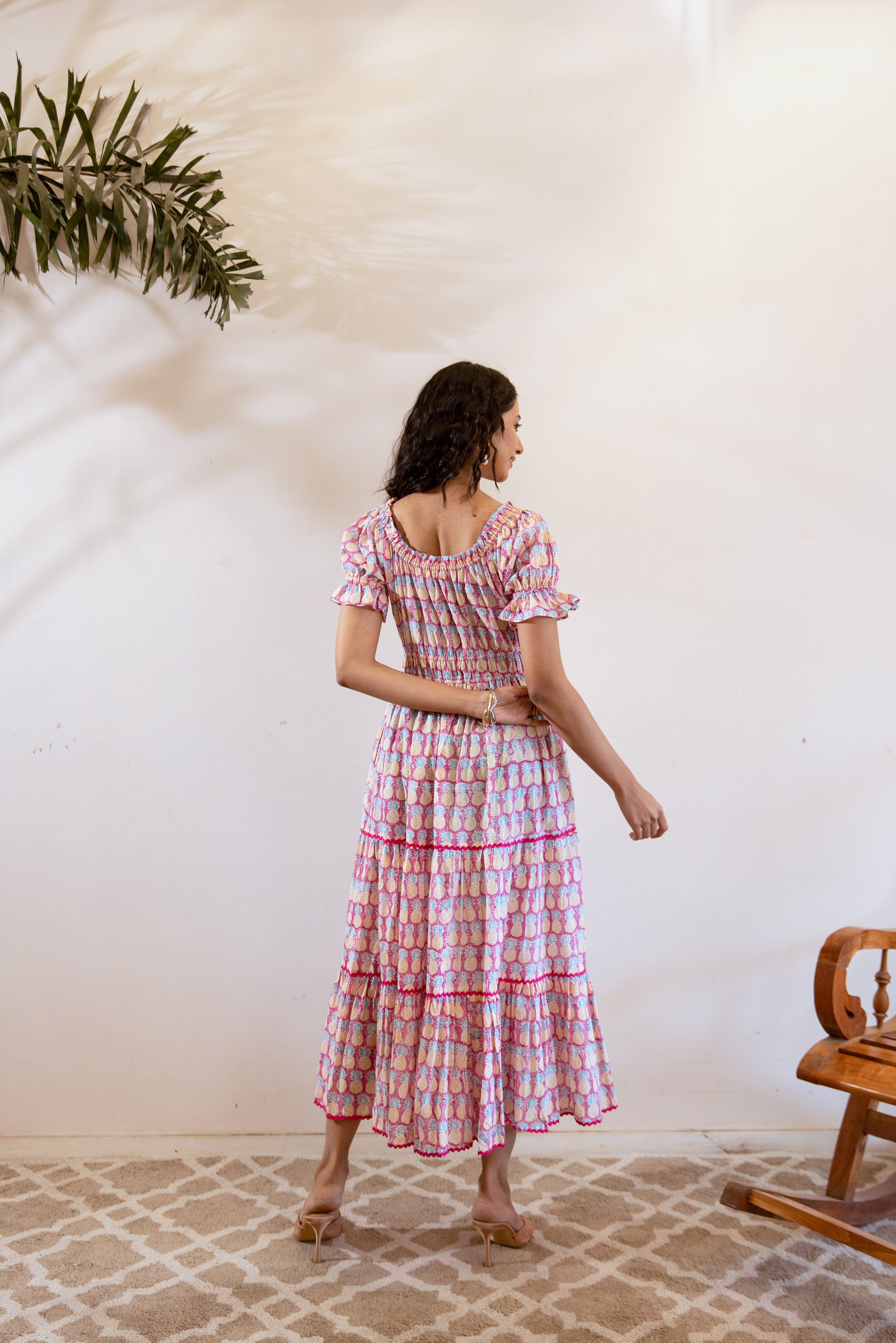 Pink Pineapple handblock dress