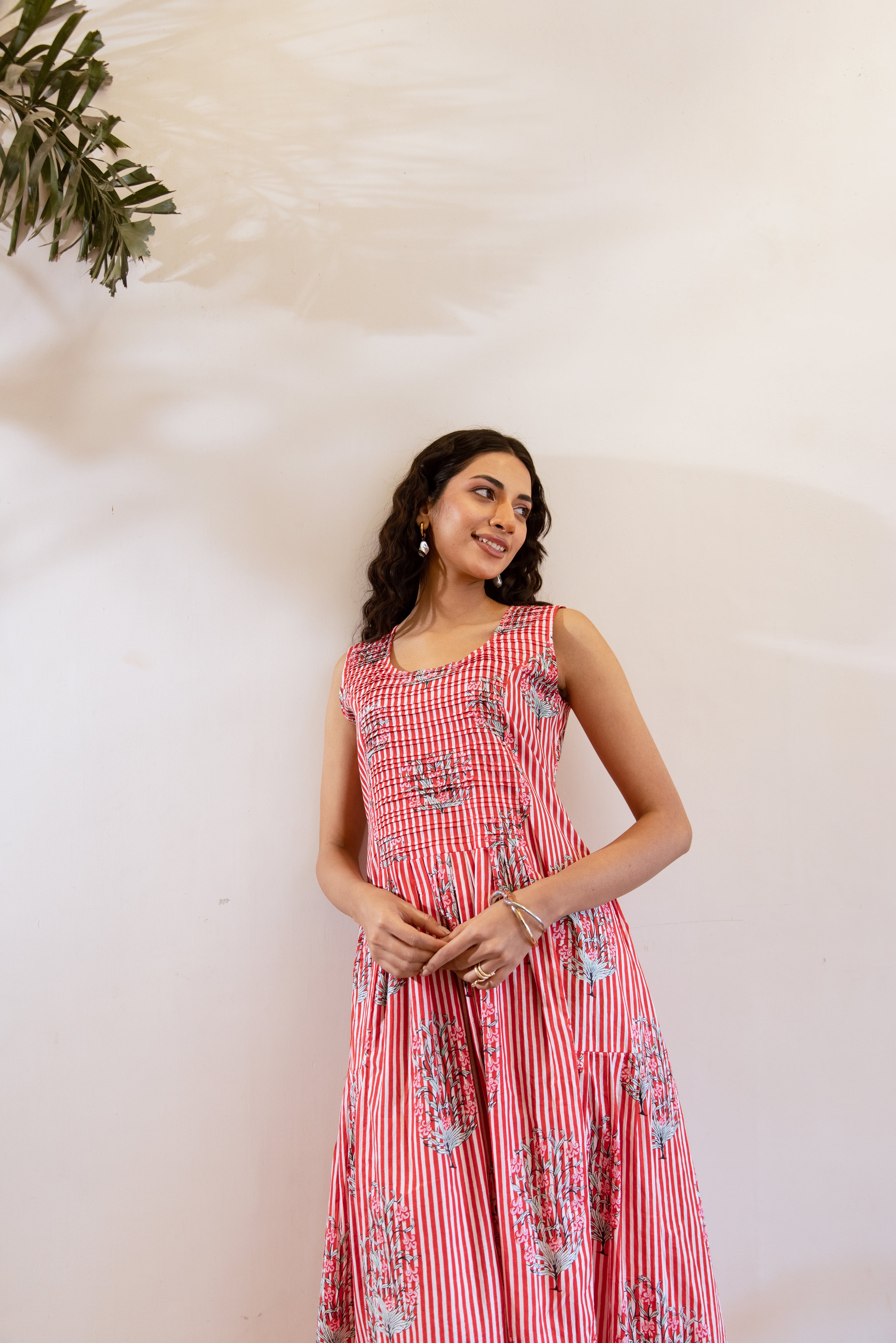 Bagh Pintucks Red dress