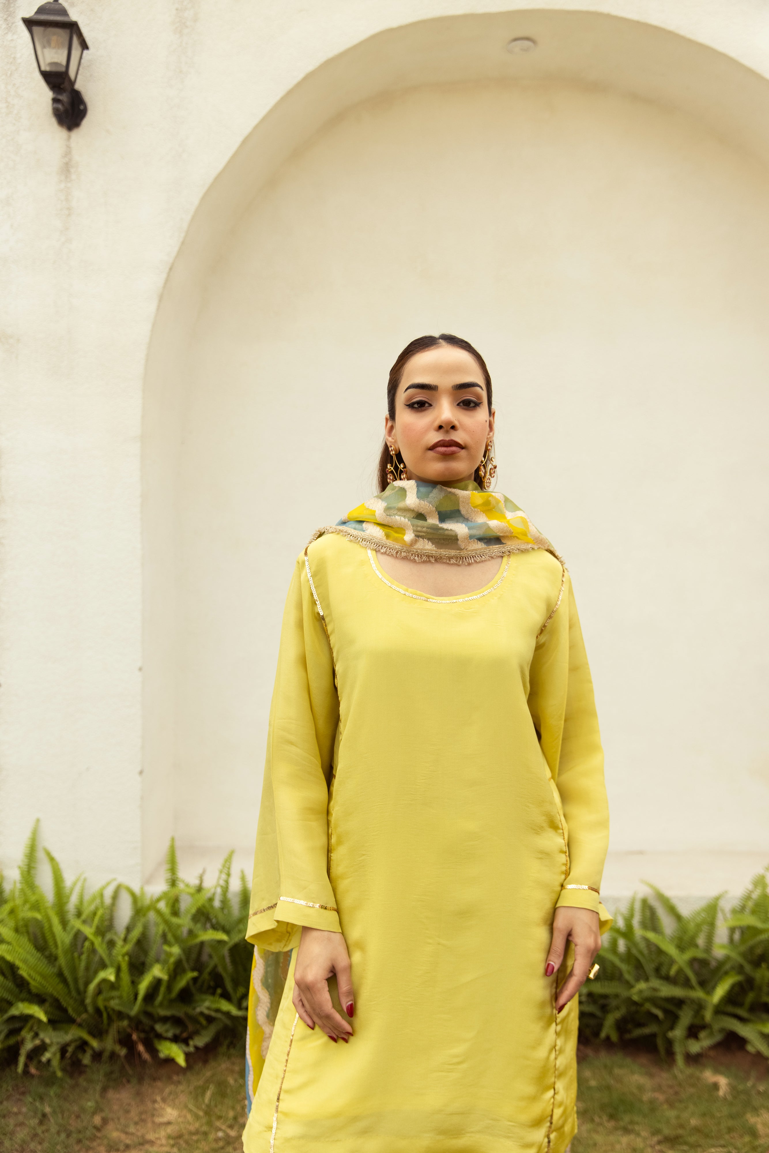 Noor Farshi Salwar Lime Green set